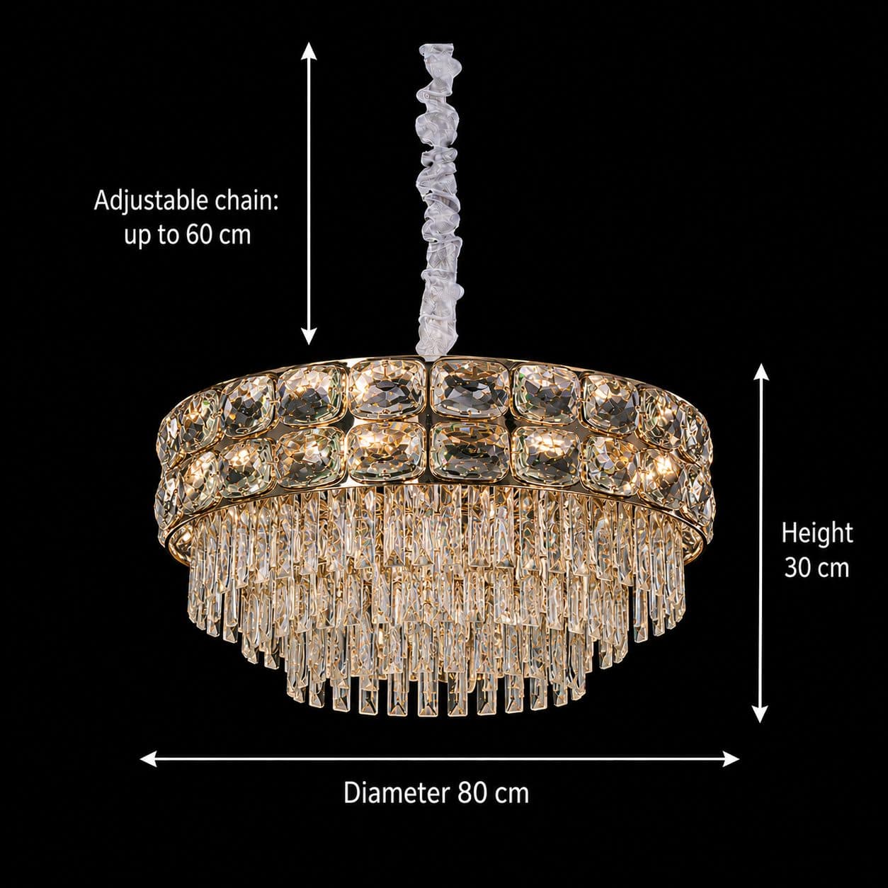 Candelabru Cristal 22xE14 D80 cm Auriu Inaltime Reglabila Flippy — imagine 8