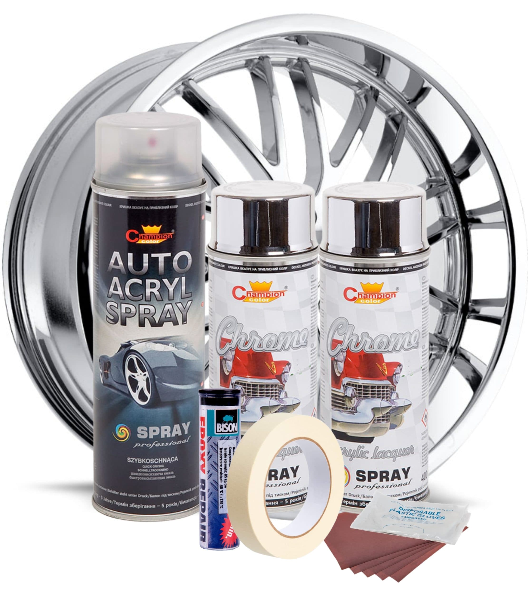 Kit reparatie si vopsire jante AVEX.ro Culoare Crom Metalic — imagine 2