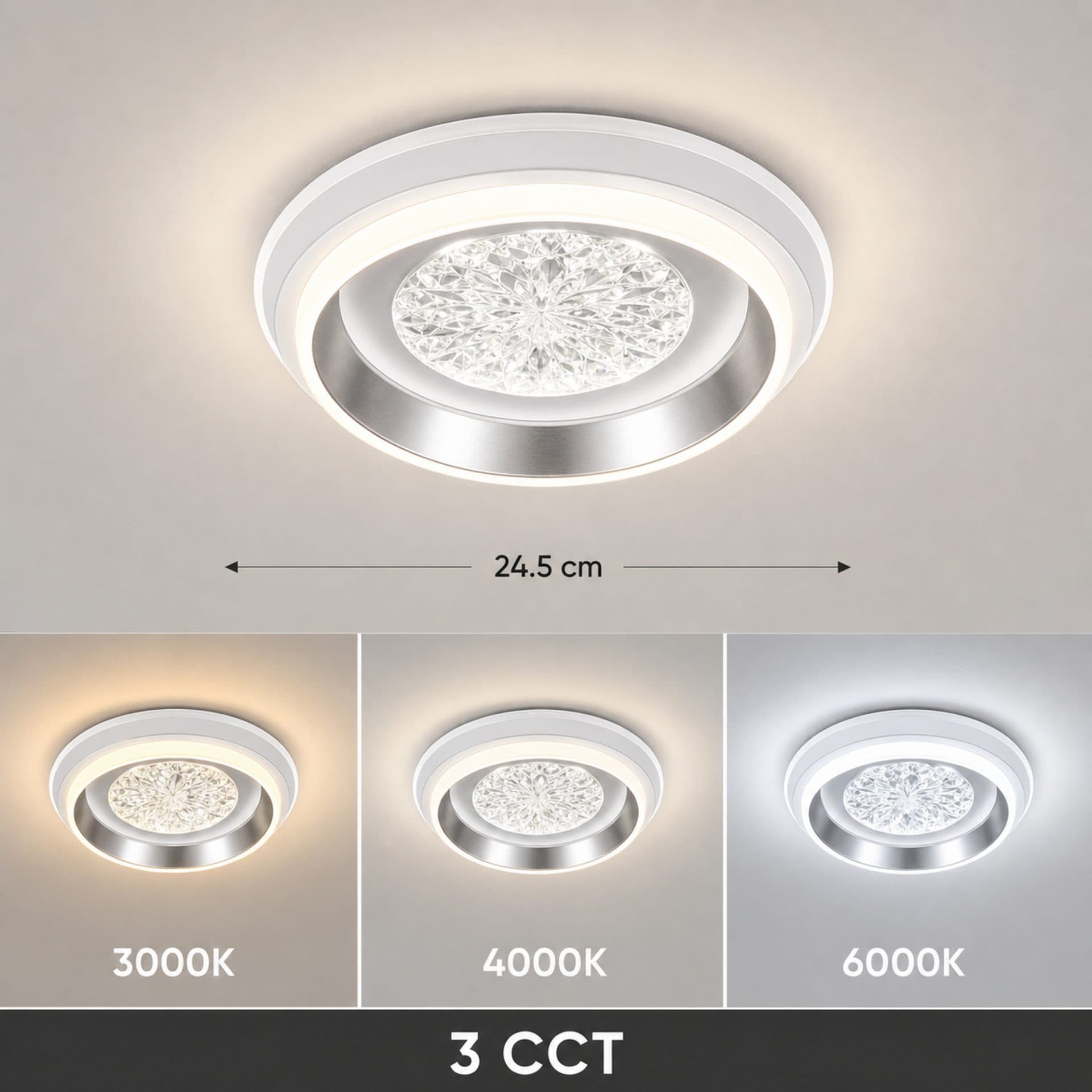 Lustra LED Flippy KALESO Petito 37W Diametru 24.5cm Lumina Calda/Neutra/Rece Alb Metal si Cristal — imagine 12