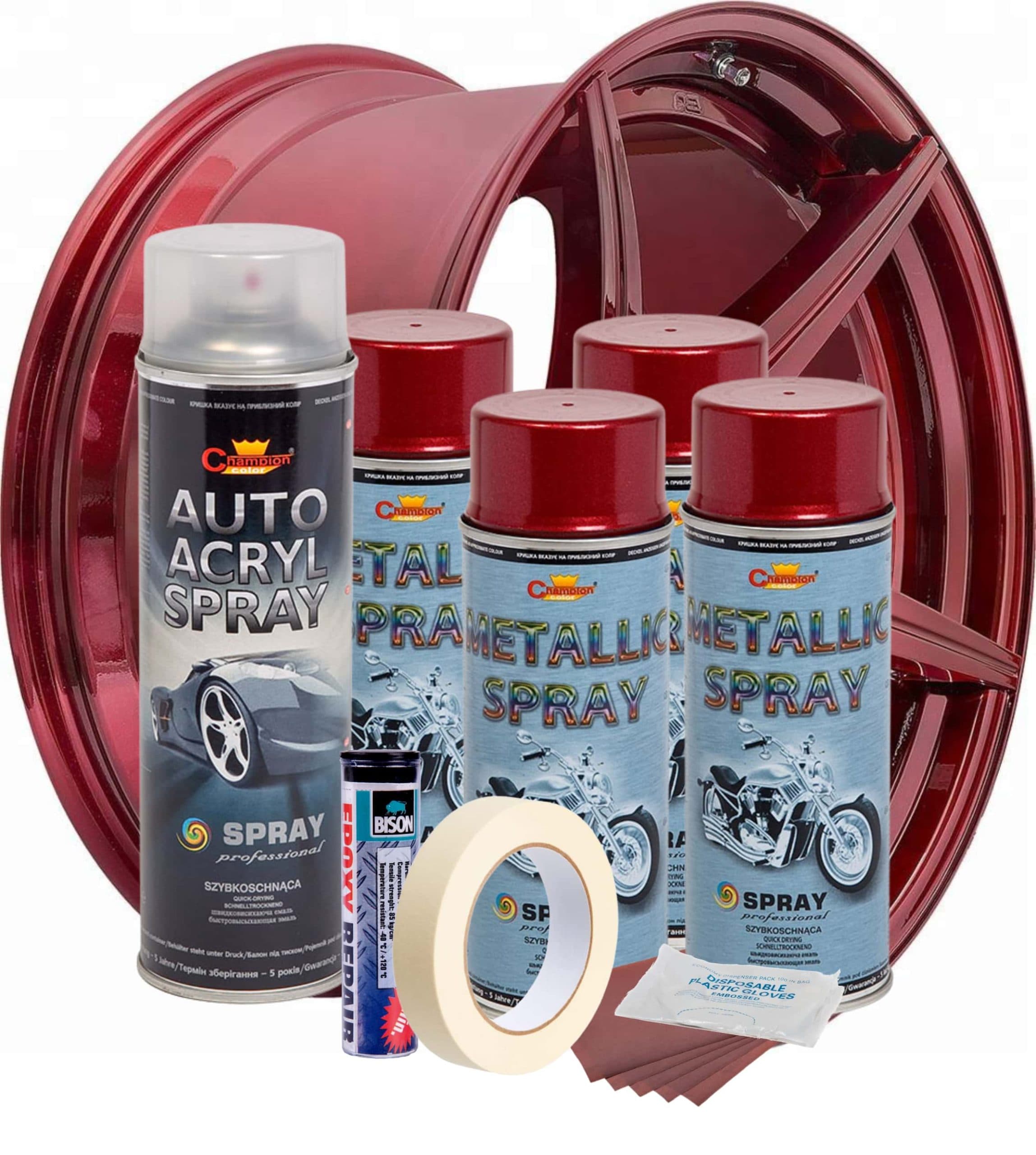 Kit reparatie si vopsire jante AVEX.ro Rosu Burgundy Metalizat — imagine 2