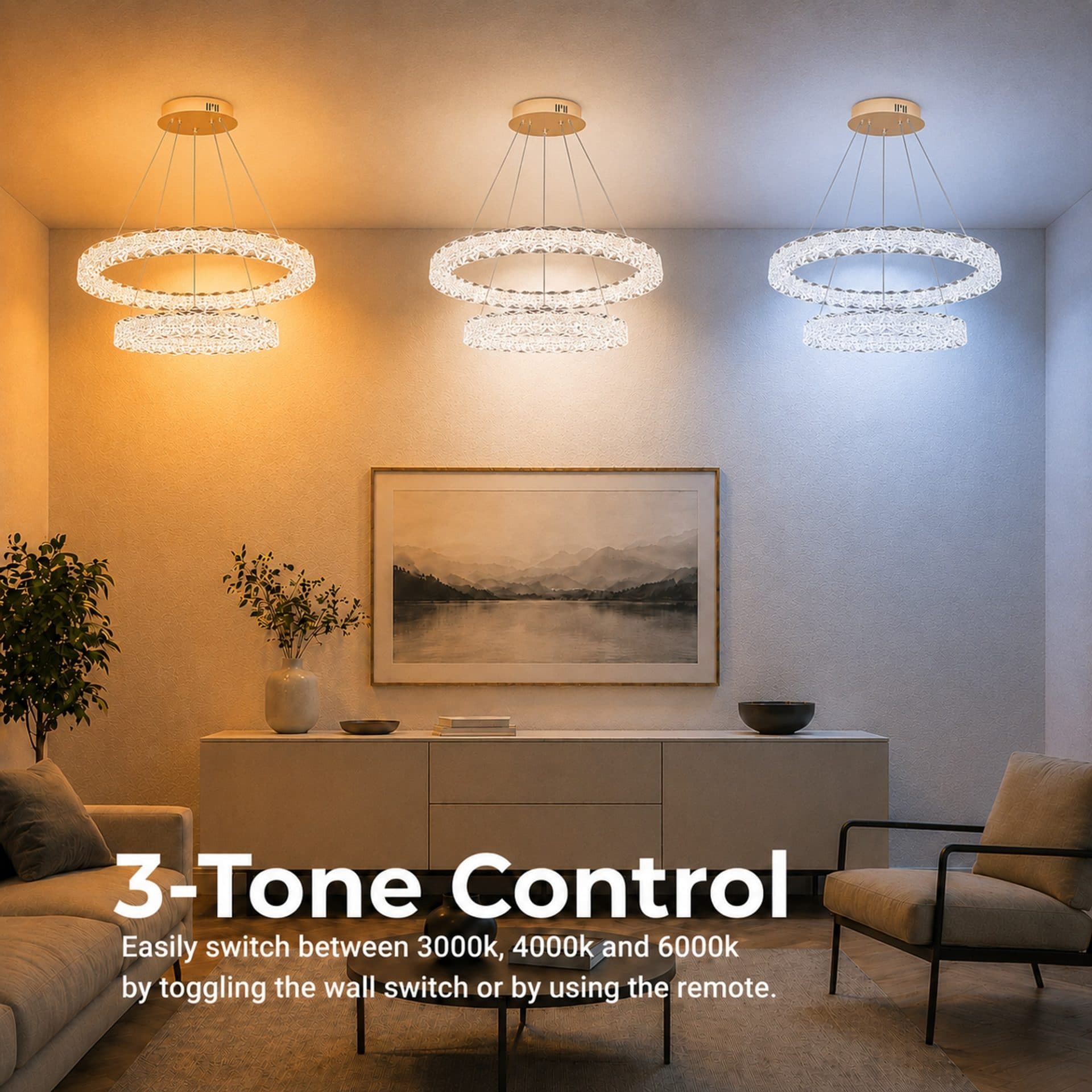 Lustra LED Flippy Cristal 64W Auriu cu Telecomanda — imagine 4