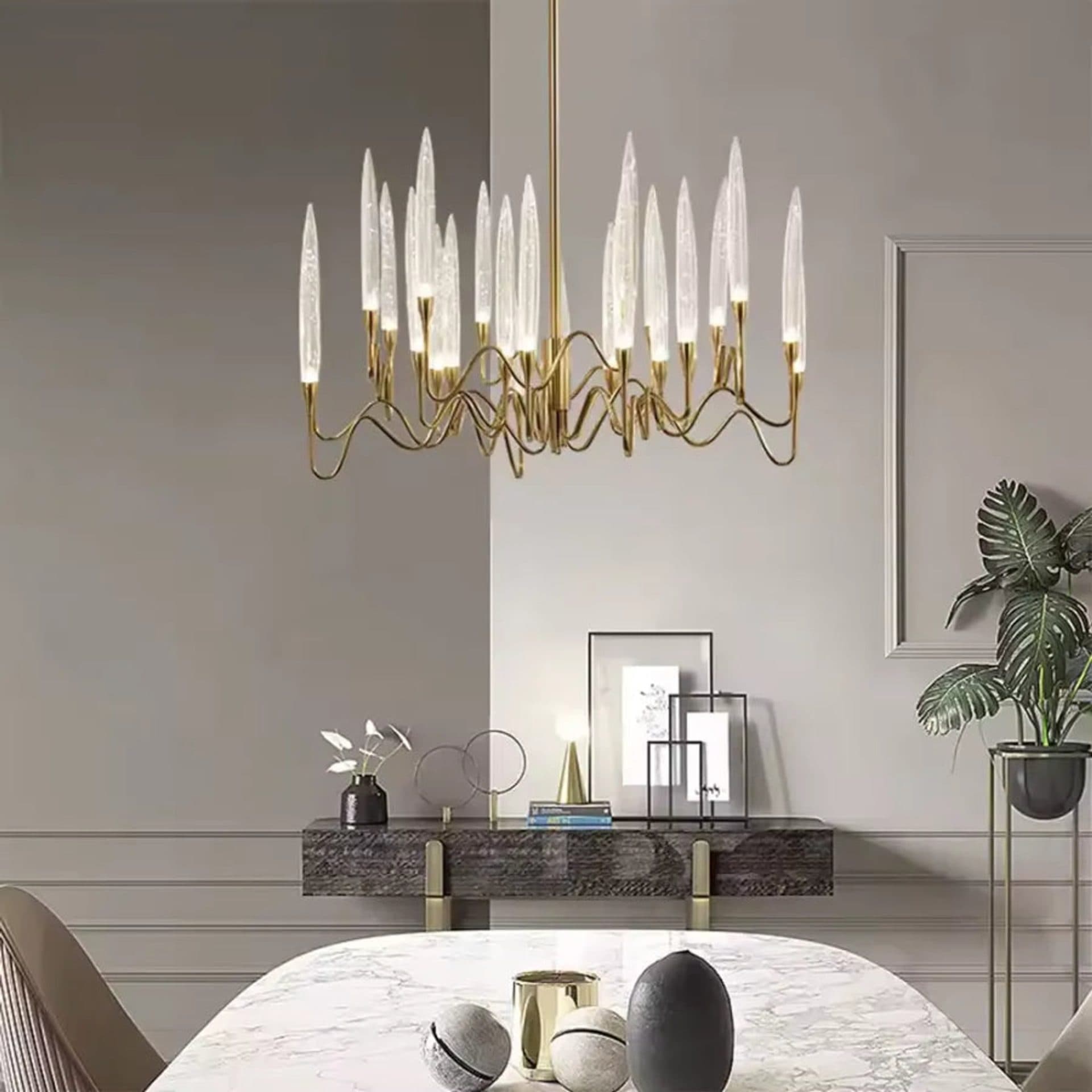 Candelabru Cristal Delta 12xG4 Auriu Flippy — imagine 1