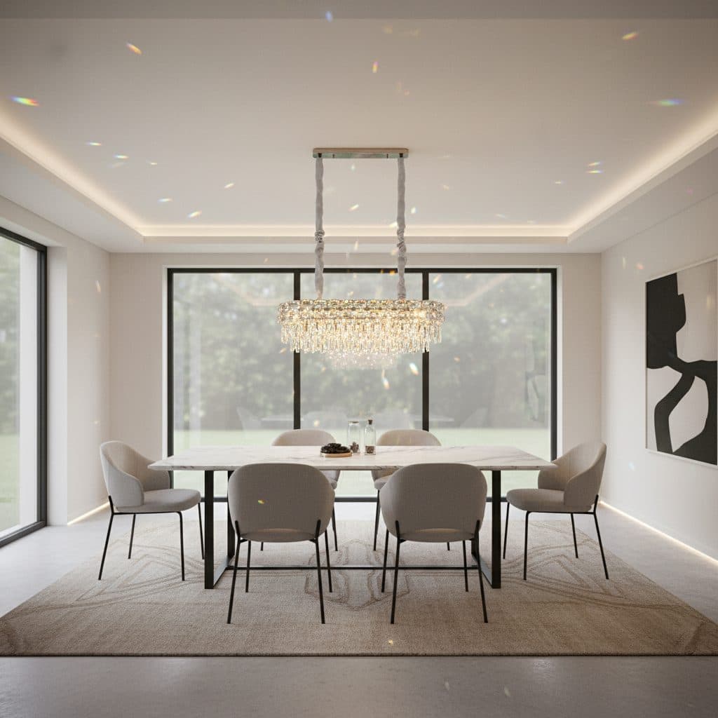 Candelabru Flippy Cristal LUCENT Regalis 28xE14, Auriu, Inaltime Reglabila, Metal si Cristal — imagine 7