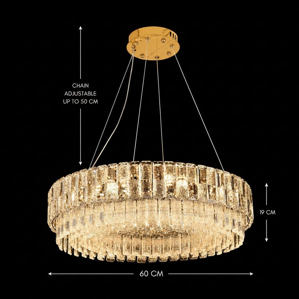 Candelabru Flippy Cristal ELYSIAN Magno 9x E14 Diametru 60 cm Auriu — imagine 8