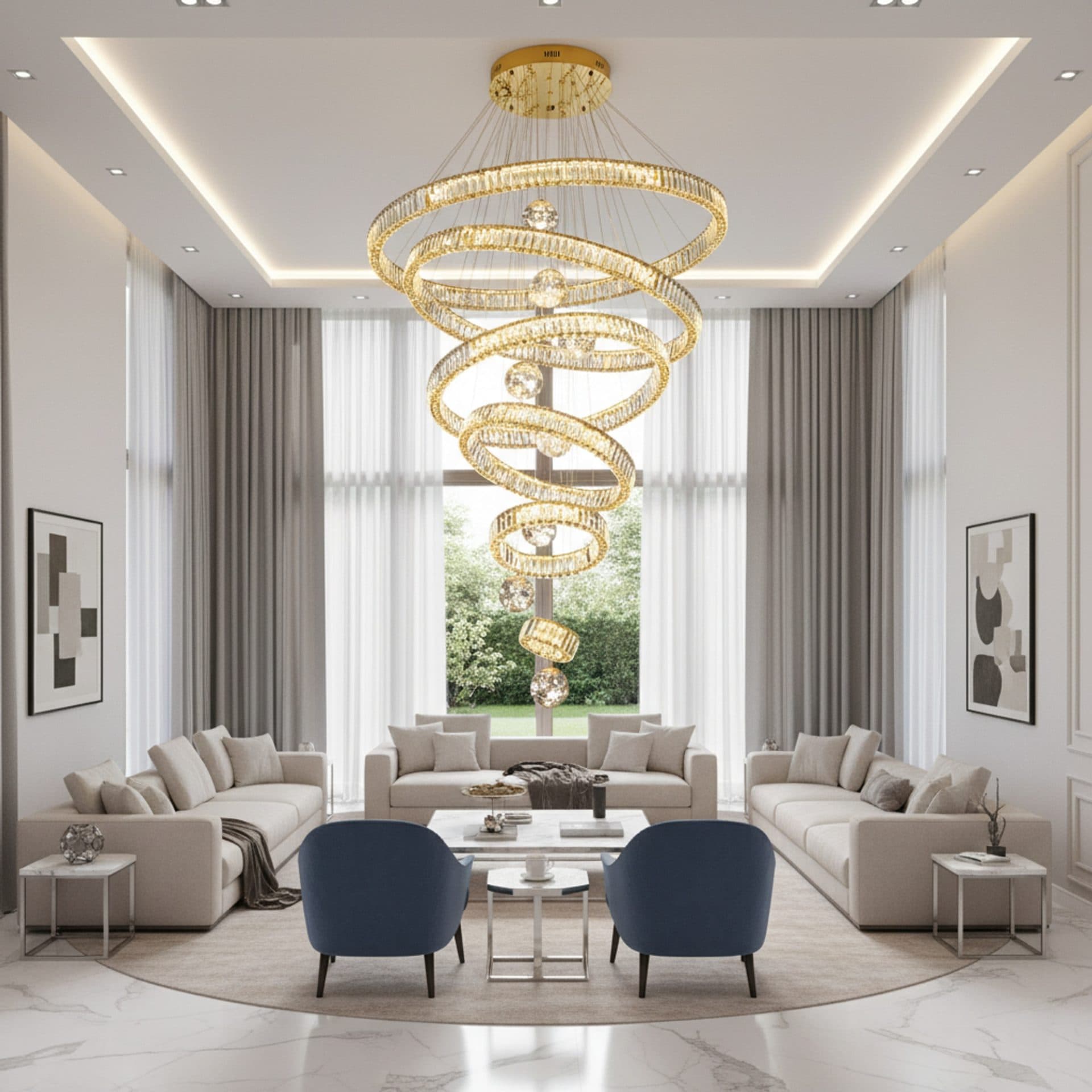 Candelabru Cristal Flippy KOLO Supremo 120x350cm Lumina Calda/Neutra/Rece Auriu Metal si Cristal — imagine 2