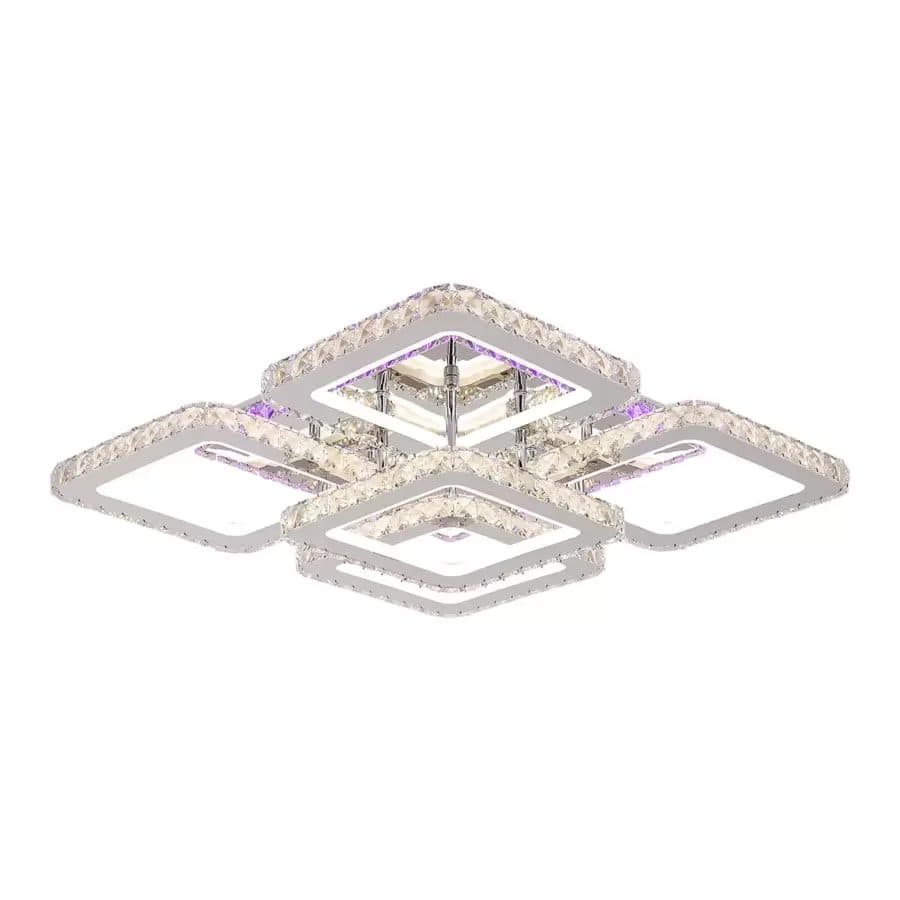Lustra LED Flippy cu telecomanda cristal RGB 143W 5 Patrate — imagine 1