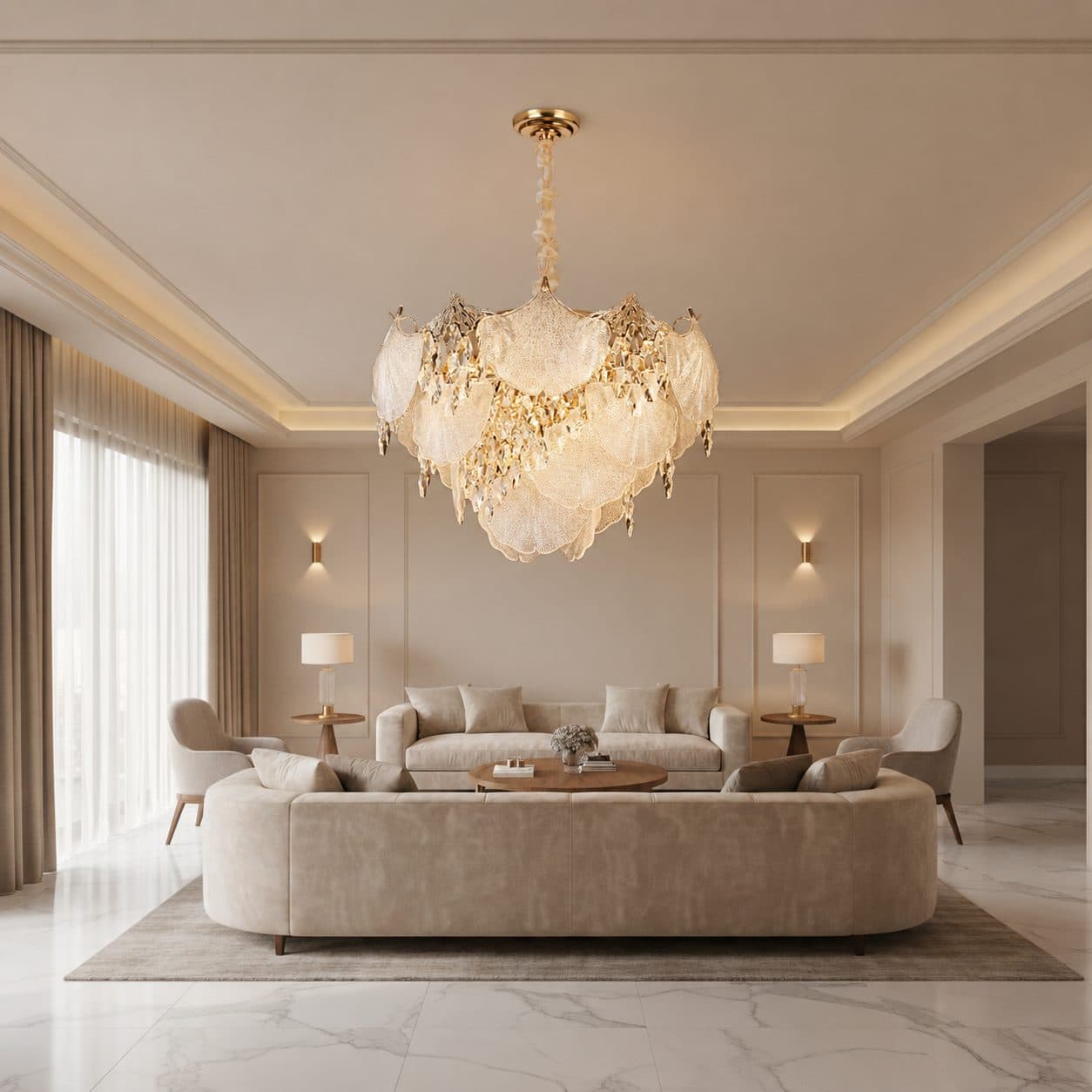Candelabru Flippy Cristal LUXE Magno 11x E14 Auriu Lucios Inaltime Reglabila — imagine 6