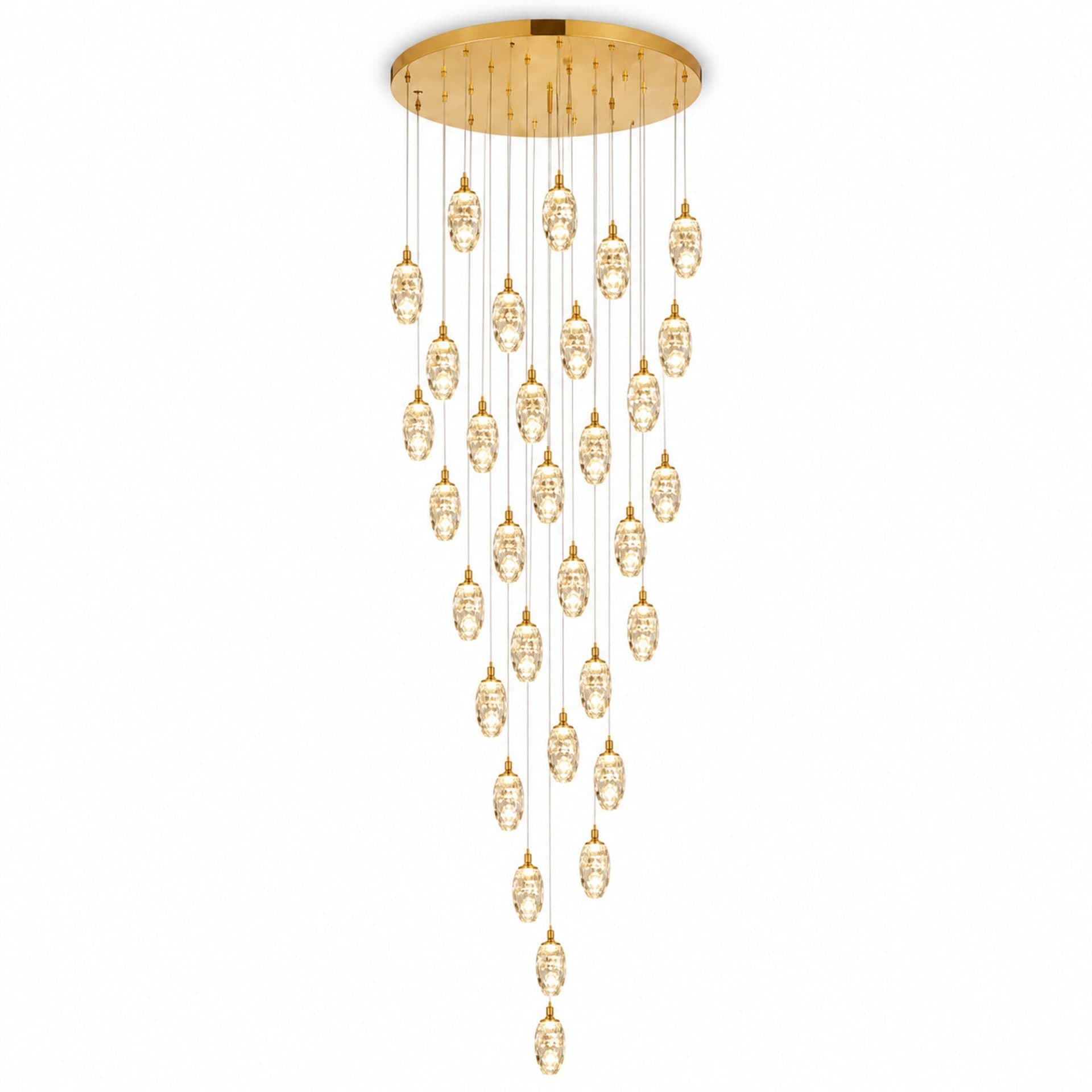 Candelabru LED Flippy Cristal Suspendat 30 Surse 90W Auriu — imagine 9