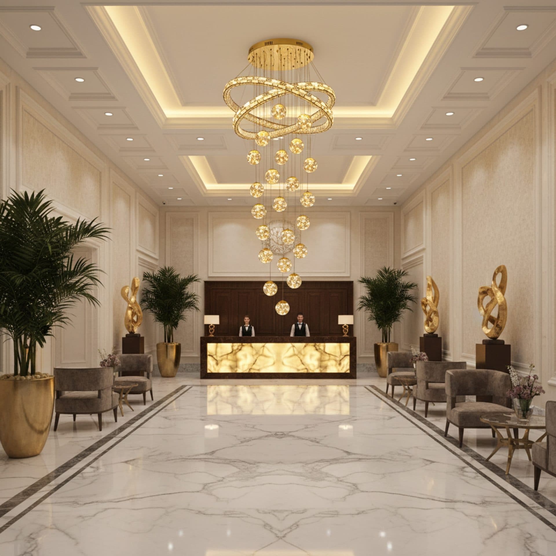 Candelabru Cristal Flippy DUARA Supremo 90x300cm Auriu Metal si Cristal — imagine 1