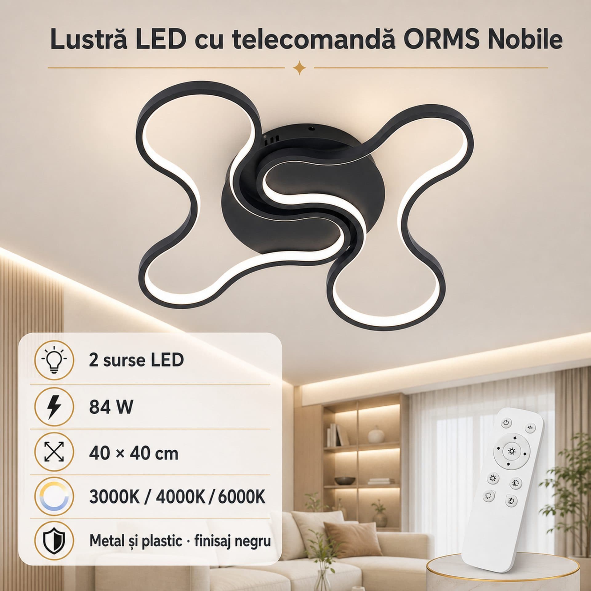 Lustra LED cu telecomanda Flippy ORMS Nobile — imagine 4
