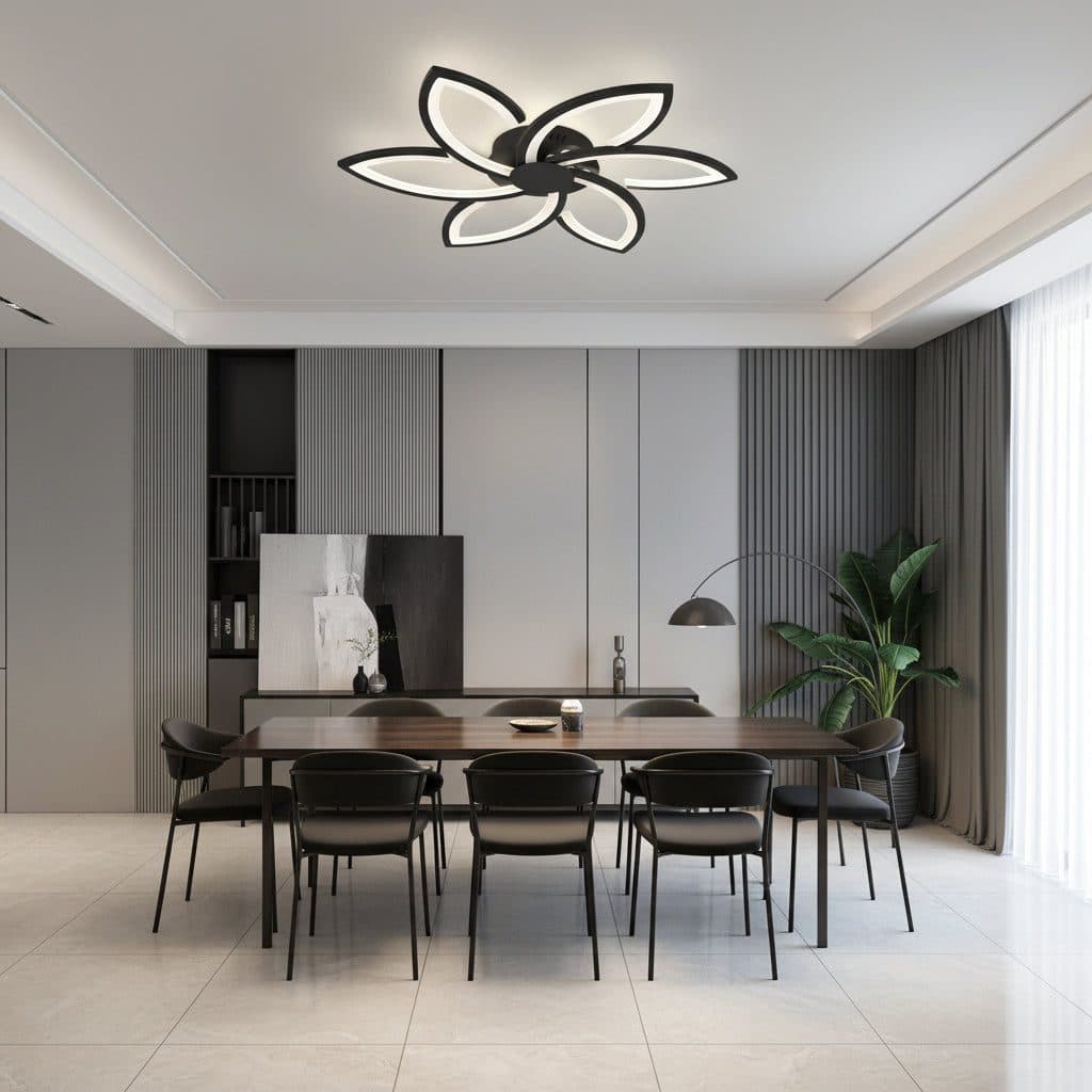 Lustra LED Flippy FLORA 82W 6 Petale Dimabila Negru — imagine 2