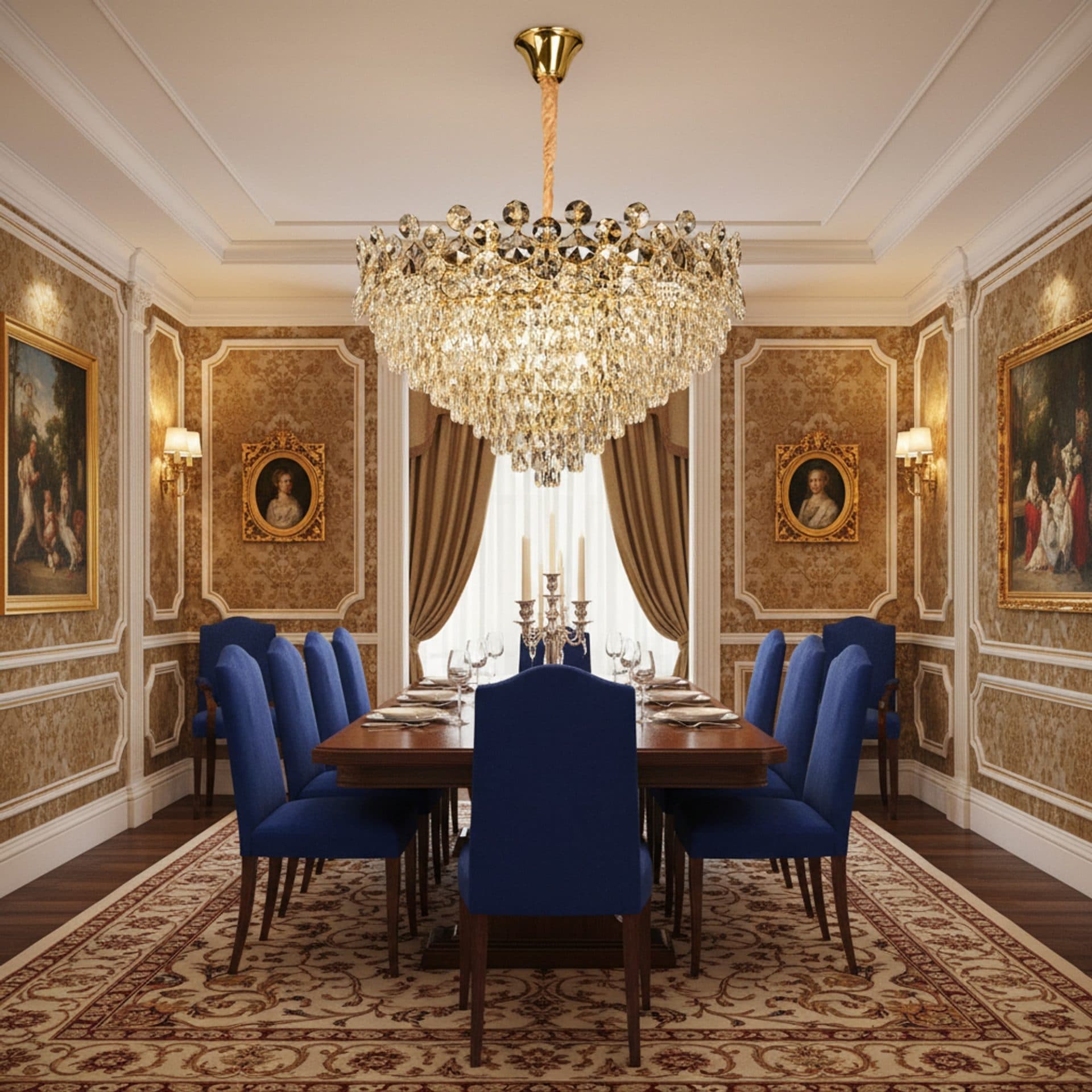 Candelabru Cristal Flippy 22x E14 Auriu Lucios Inaltime Reglabila — imagine 3