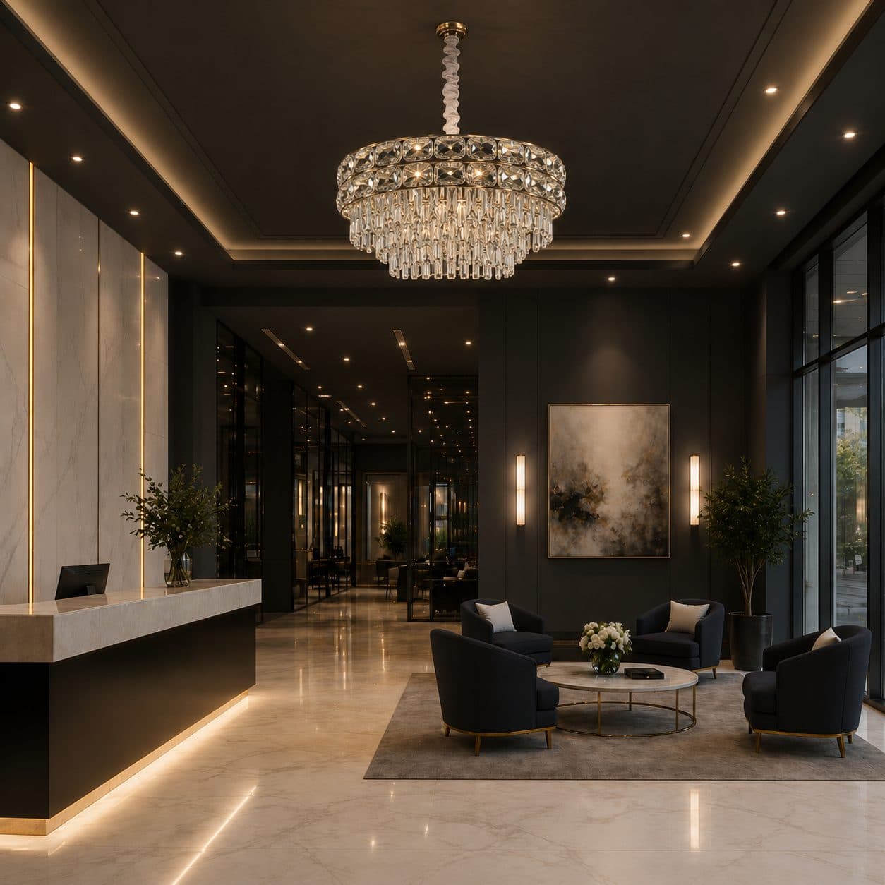 Candelabru Flippy Cristal LUCENT Eleganza 9x E14 D50 cm Auriu Inaltime Reglabila Metal si Cristal — imagine 5