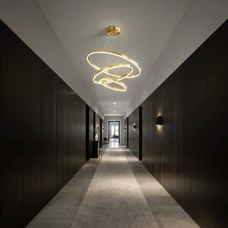 Lustra LED suspendata Flippy 85W 3 Cercuri Dimabila Auriu Lucios — imagine 2