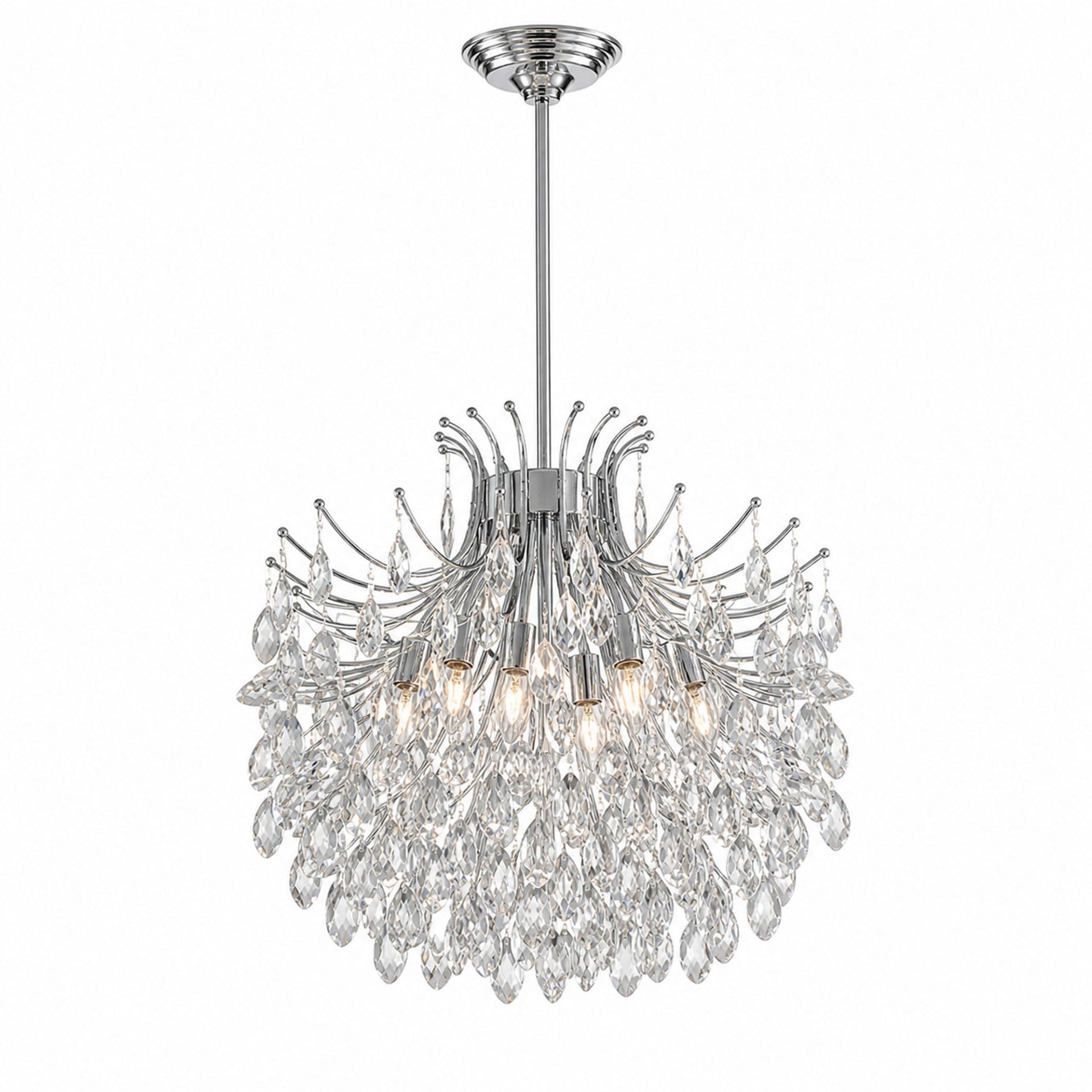 Candelabru Flippy Cristal 10x E14 Diametru 60 cm Crom Lucios Inaltime Reglabila — imagine 1