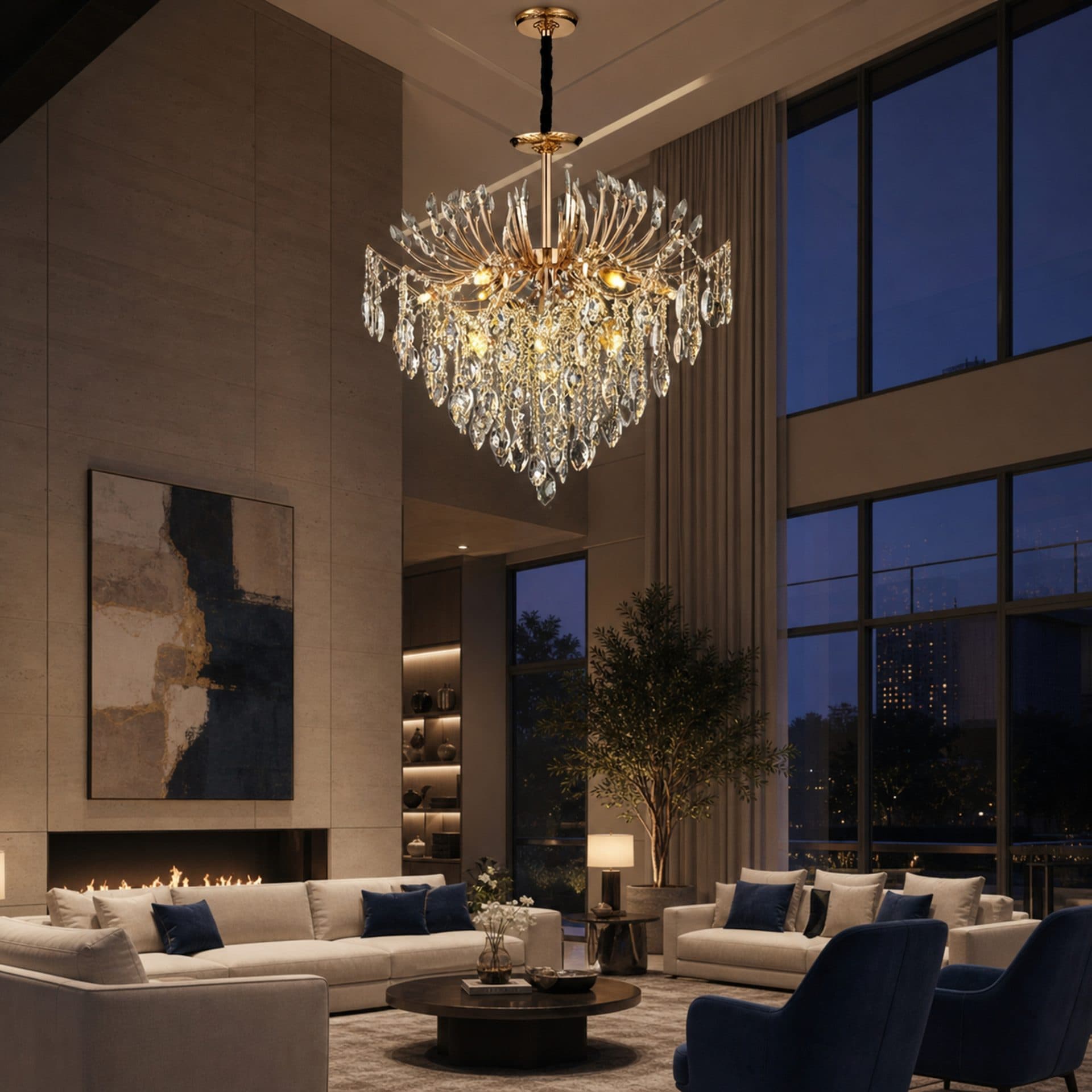 Candelabru Flippy Cristal PALERMO Regalis, 12x E14, Diametru 80cm, Auriu — imagine 6