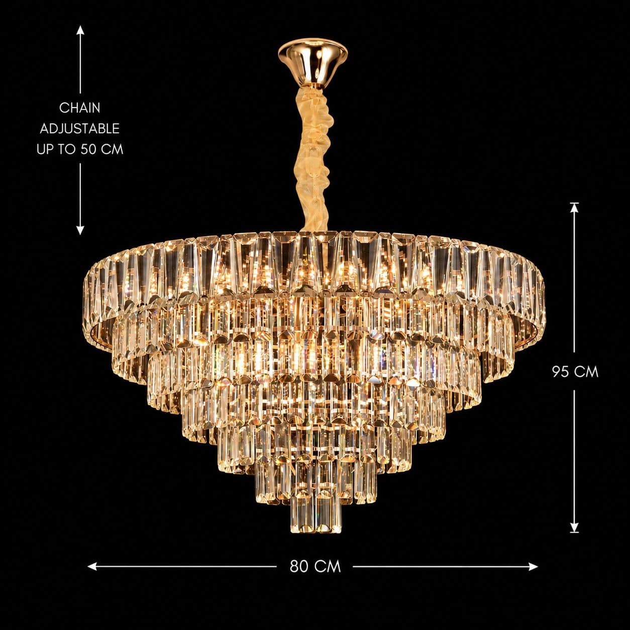 Candelabru Flippy Cristal VALMONT Regalis 15xE14 D80 cm Auriu — imagine 8
