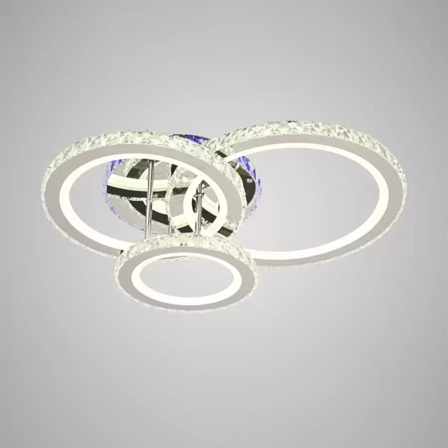 Lustra LED Flippy Rotunda RGB 73W, 3 Cercuri, Telecomanda, Crom Lucios — imagine 3