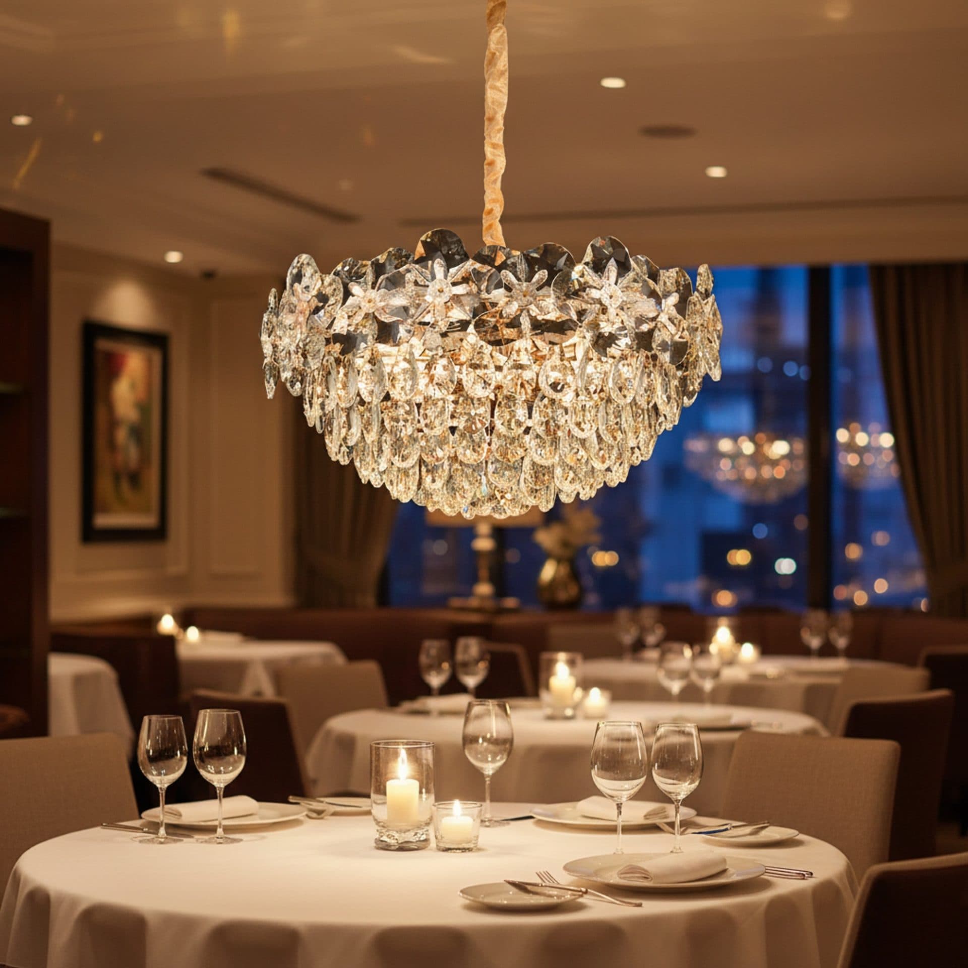 Candelabru Cristal 9x E14 Auriu Lucios Inaltime Reglabila Design Elegant — imagine 2