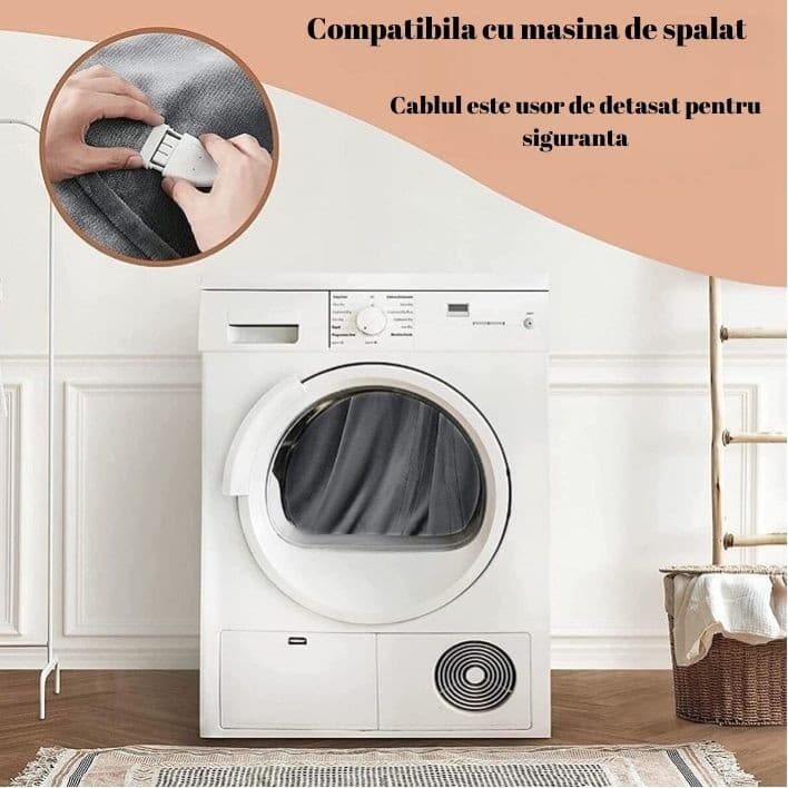 Patura cu incalzire electrica Flippy, 100W, 160x130 cm, gri — imagine 5