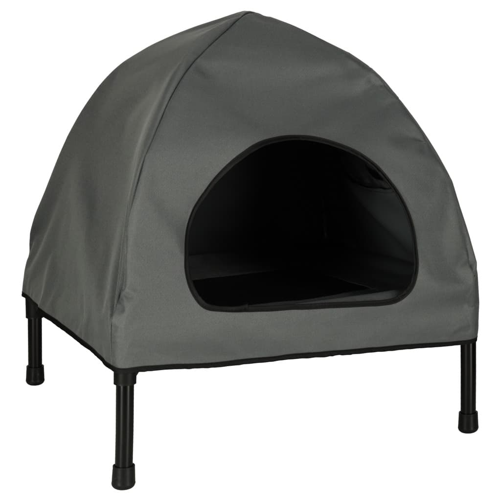 Pat tip cusca pentru caini si pisici, cadru metalic negru si panza gri, 60 x 54 x 44 cm — imagine 6
