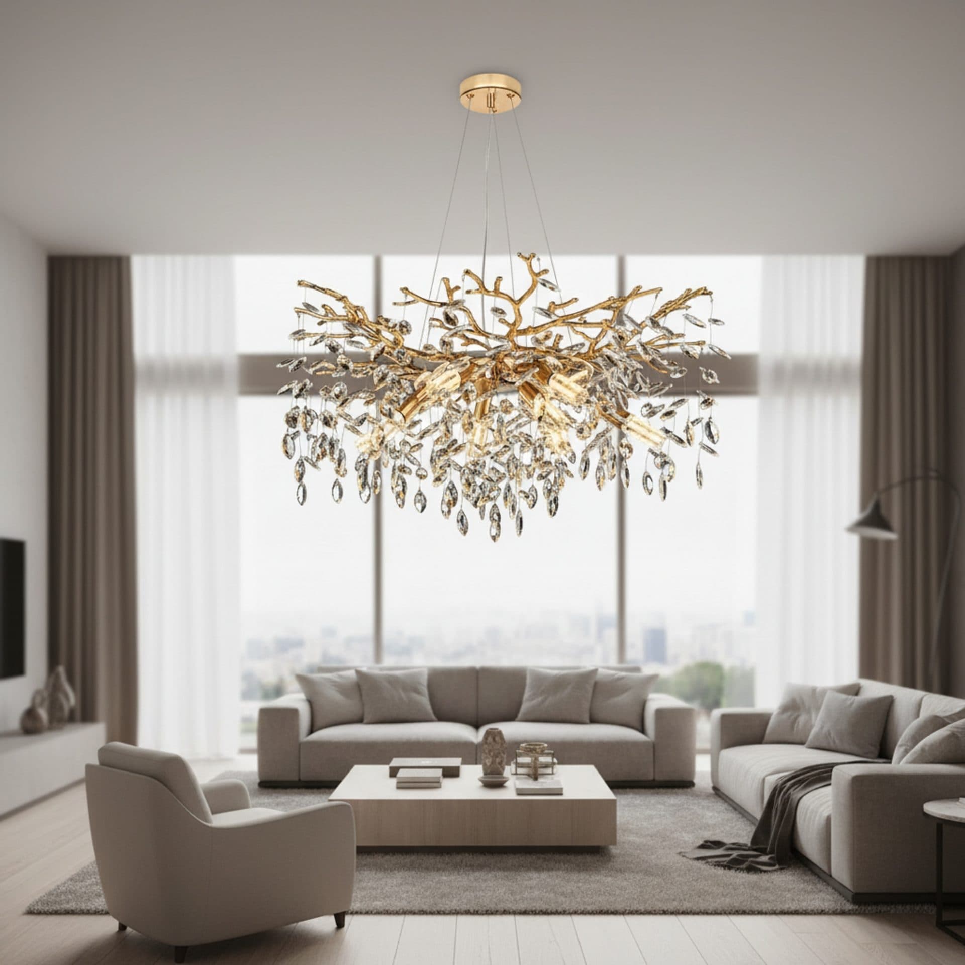 Candelabru Flippy Cristal LEAF Regalis Auriu 10x E14 — imagine 1