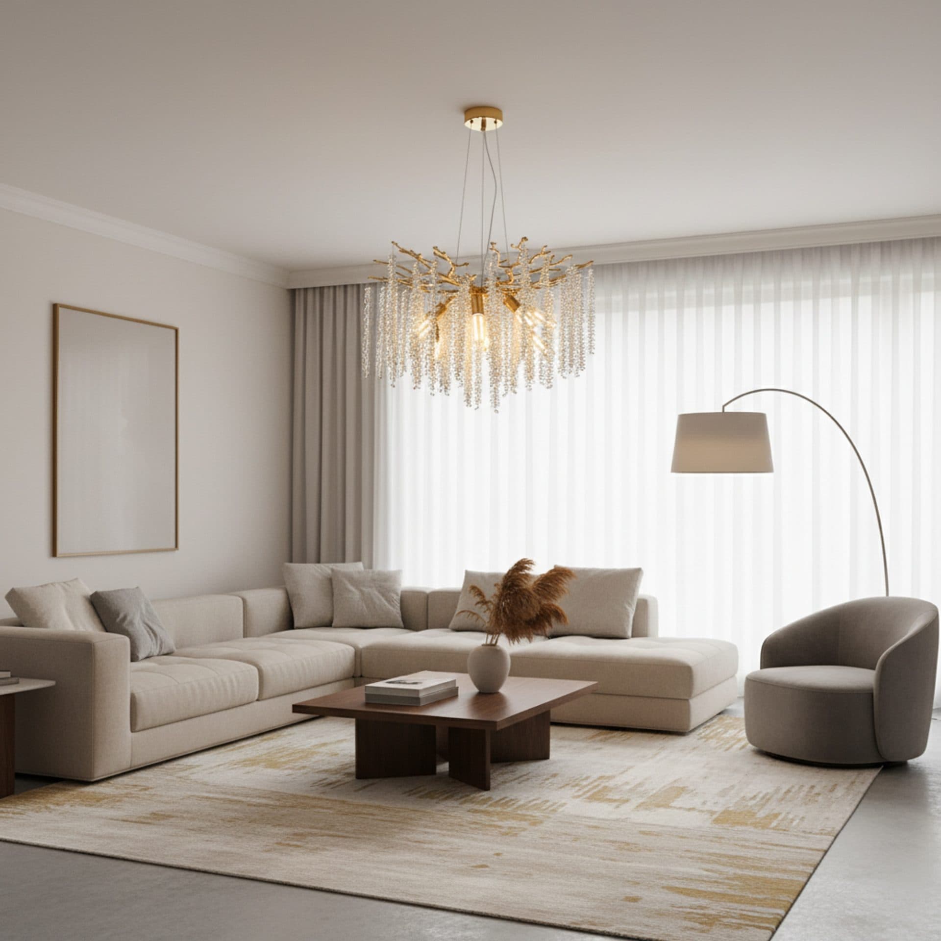 Candelabru Cristal Flippy ARBUS Magno Auriu Metal si Cristal Ø60cm 8x E14 — imagine 1