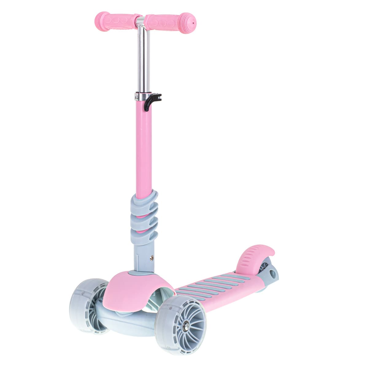 Set 3in1 Tricicleta Trotineta Skateboard cu roti LED, Roz — imagine 7