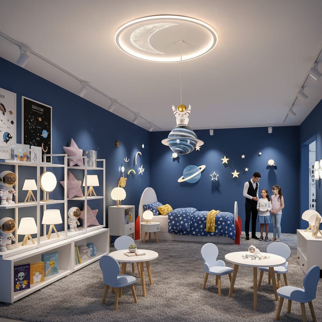 Lustra LED Flippy Astronaut 80W, lumina Rece/Calda/Neutra, Alb — imagine 6