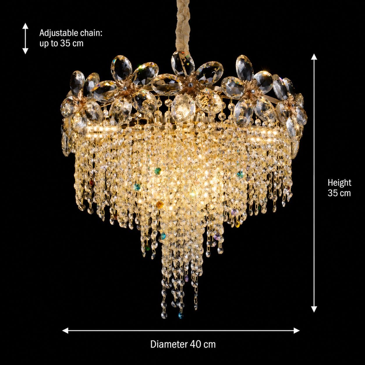 Candelabru Flippy BLOSSOM Nobile Cristal 5xE14 40cm Auriu Lucios — imagine 8
