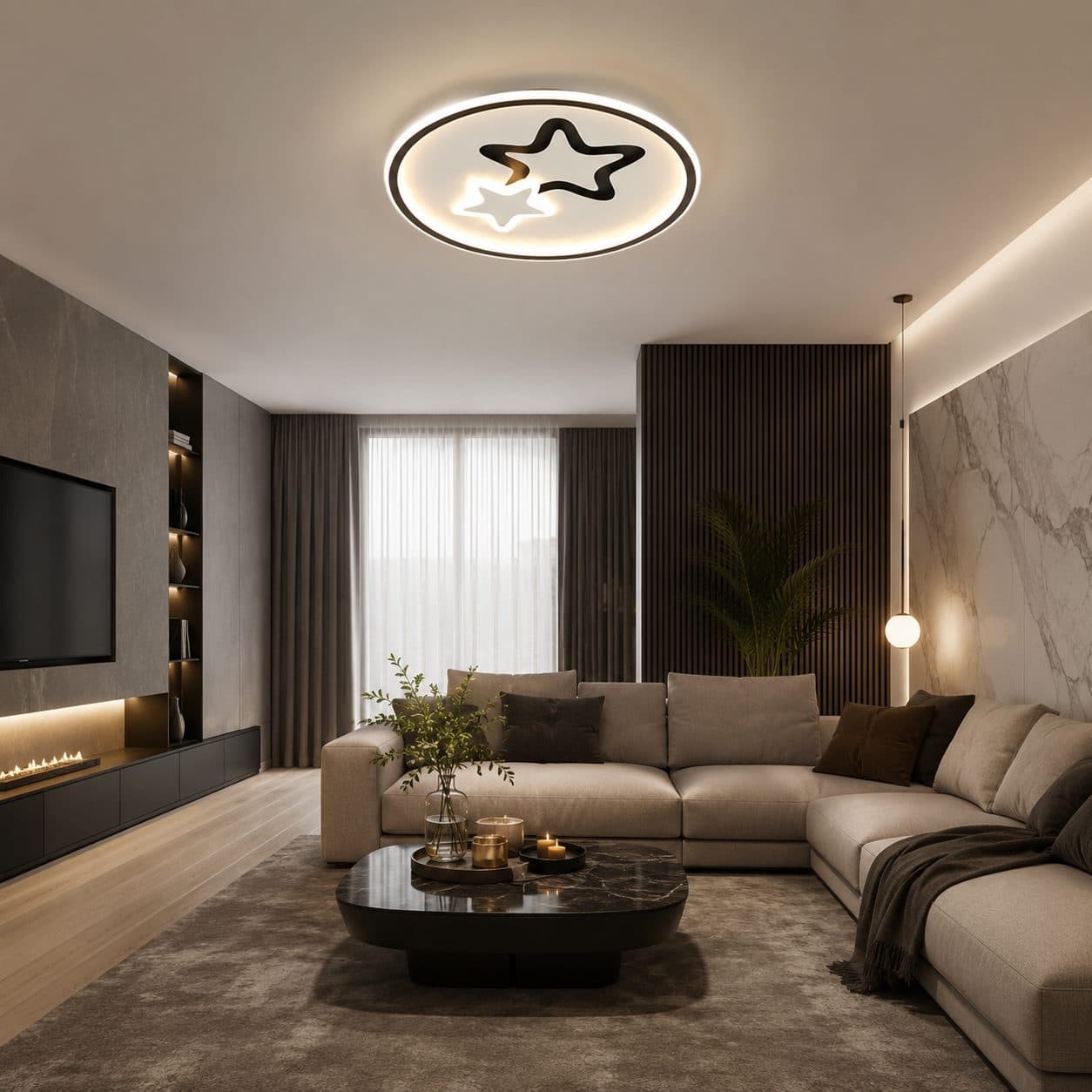 Lustra LED Moderna Flippy EMELIANA, 57W, Luna si Stea — imagine 2