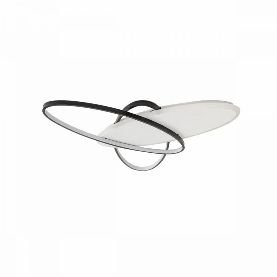 Lustra LED Flippy cu telecomanda 77W 3 Ovale lumina Rece Calda Neutra Dimabila Negru Alb — imagine 3