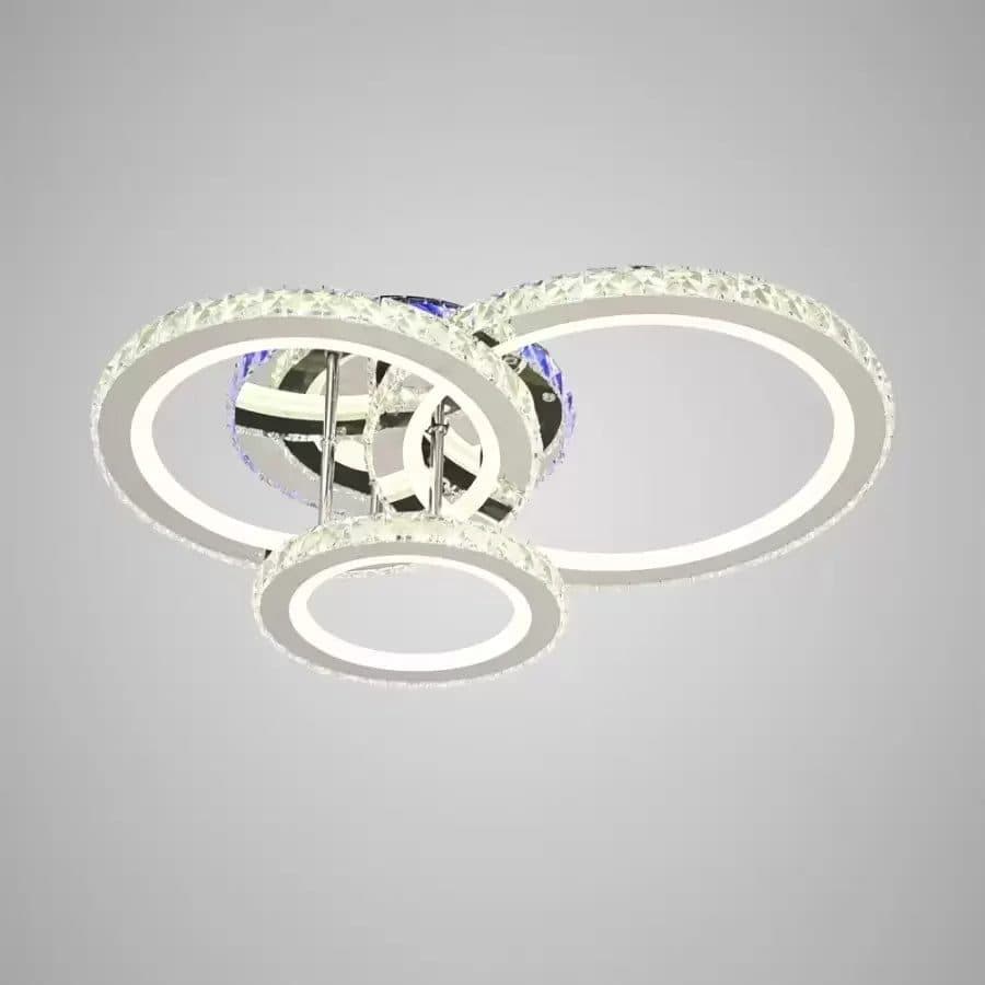 Lustra LED Flippy Rotunda RGB 73W, 3 Cercuri, Telecomanda, Crom Lucios — imagine 4
