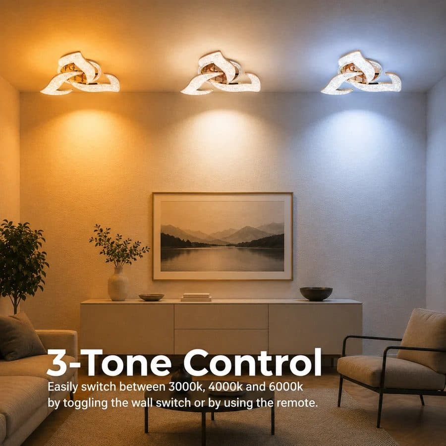 Lustra LED Flippy Eleganza cu telecomanda si cristal, 44W, 3 Surse, Lumina Rece/Calda/Neutra, Dimabila, Auriu — imagine 5