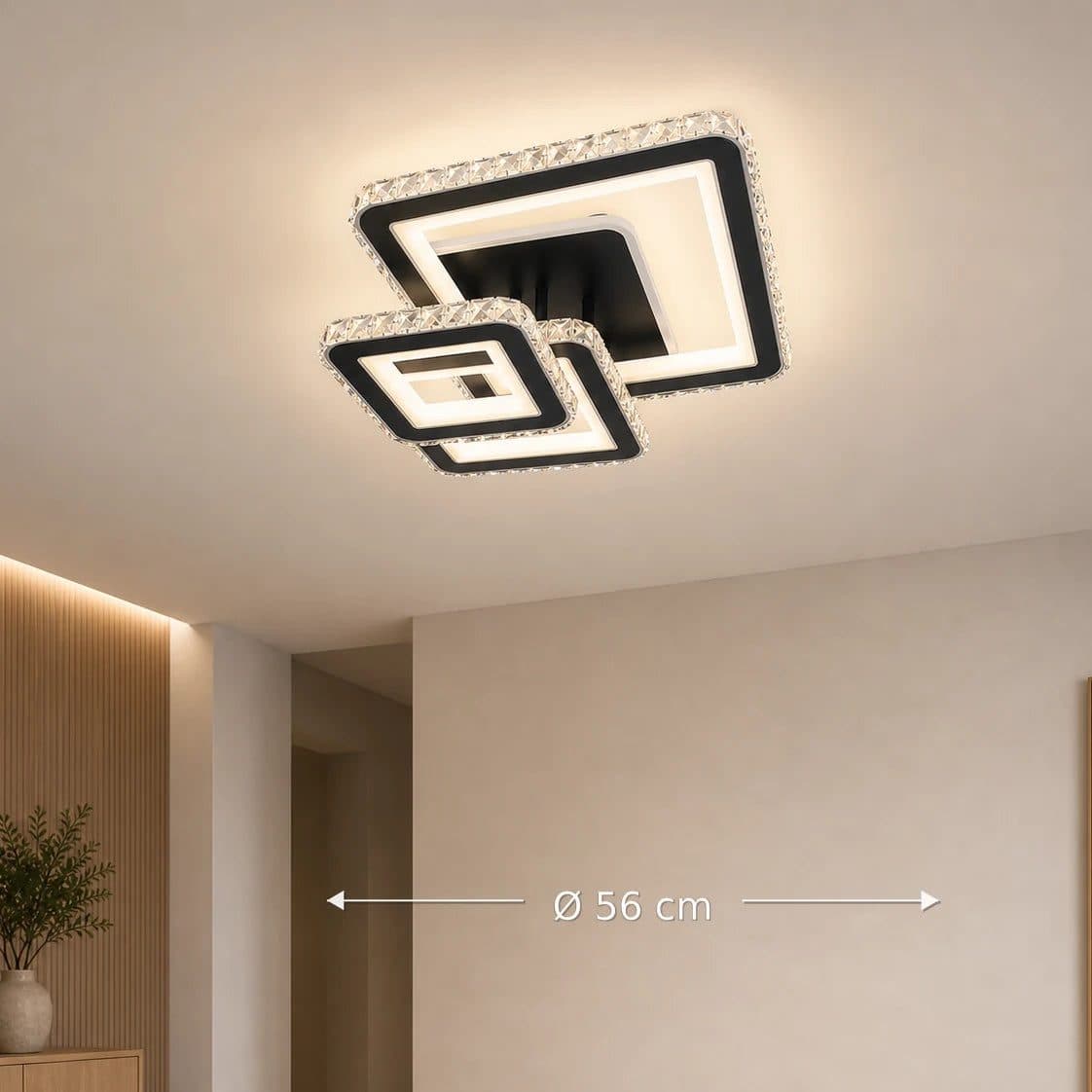 Lustra LED cu telecomanda Flippy LEILA 88W, 3 Patrate, Negru Crom Lucios — imagine 8