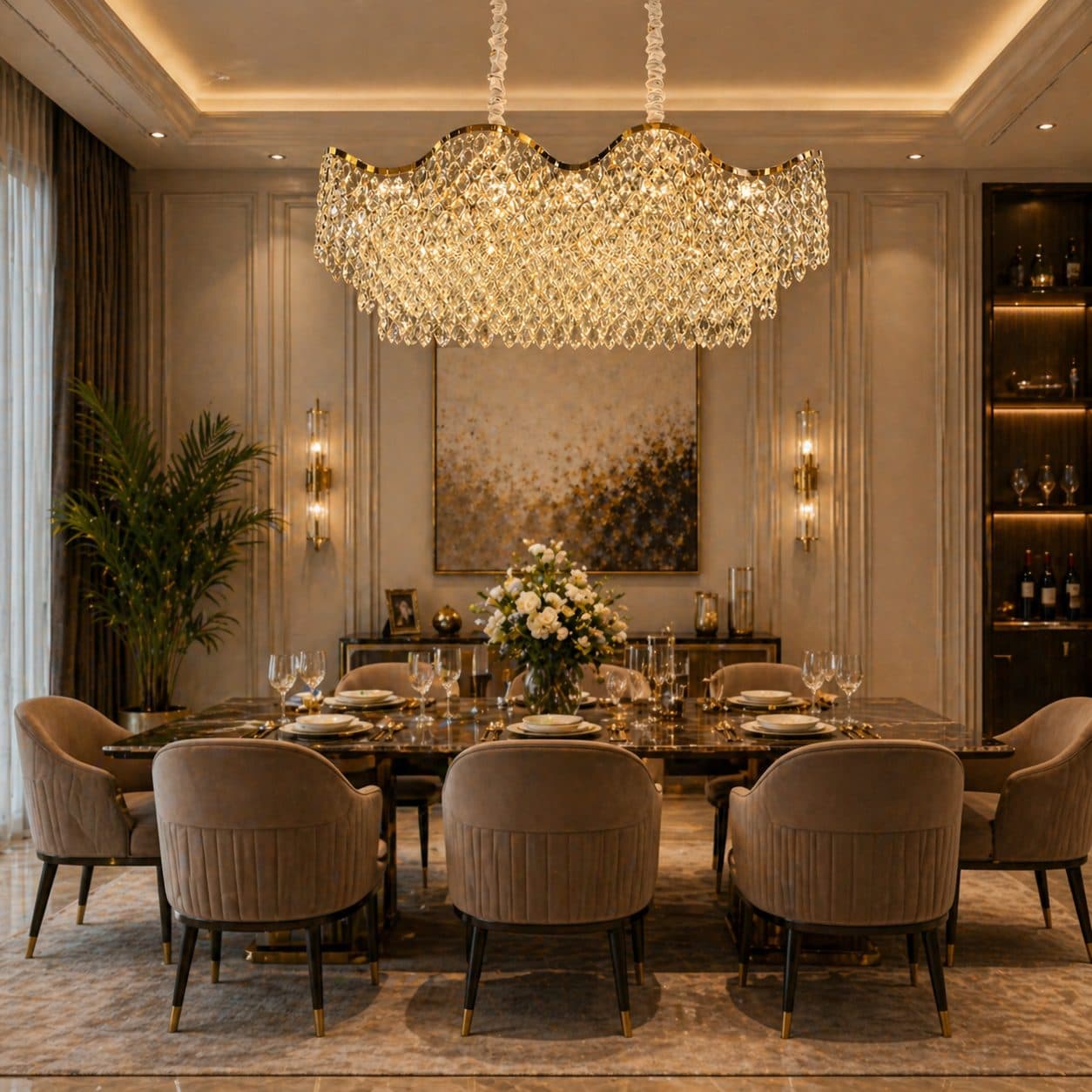 Candelabru Flippy Cristal 16xE14 VELOURA Supremo Reale Auriu Inaltime Reglabila — imagine 7