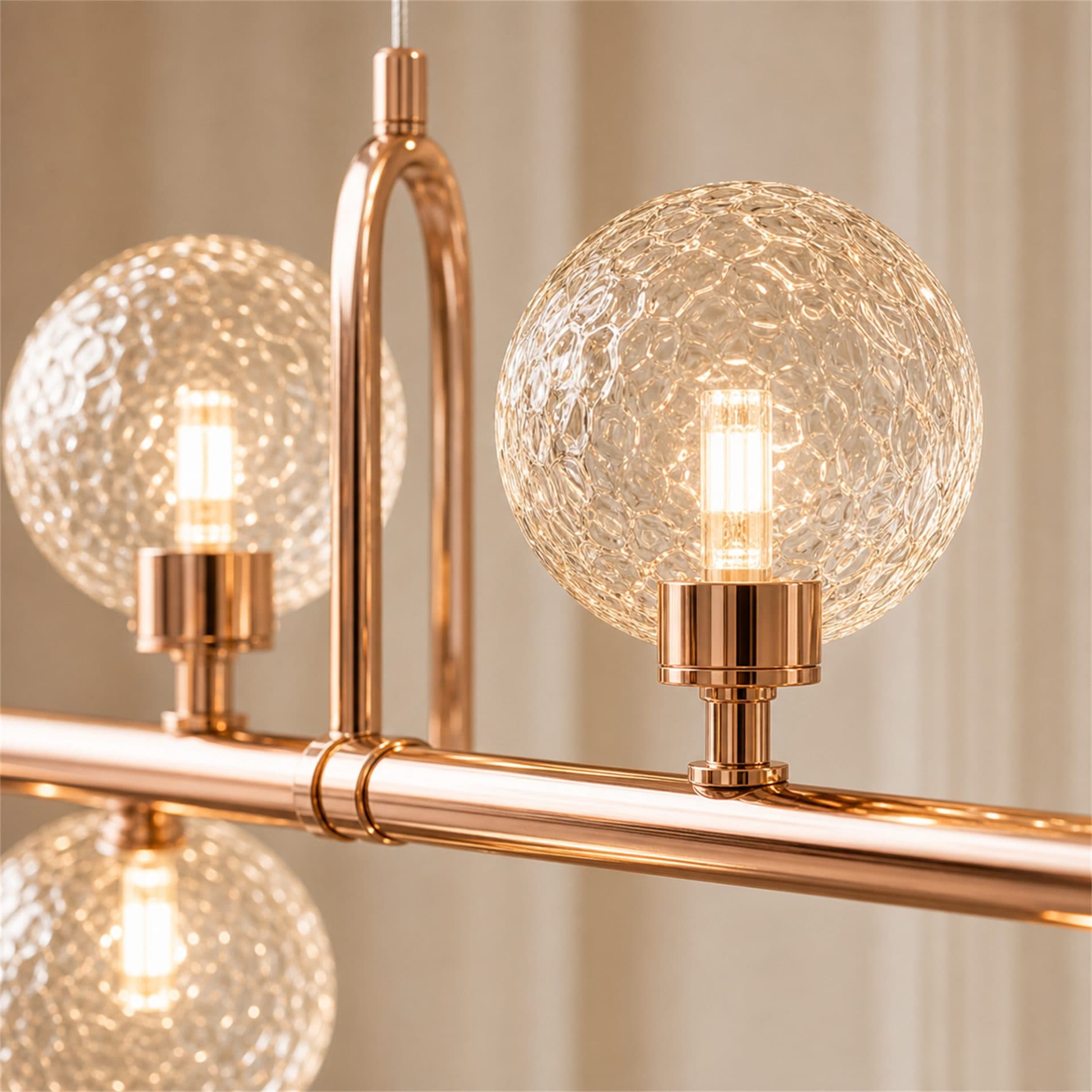 Lustra Suspendata BARRO Grande L130cm 11x G9 Rose Gold Metal si Sticla — imagine 5