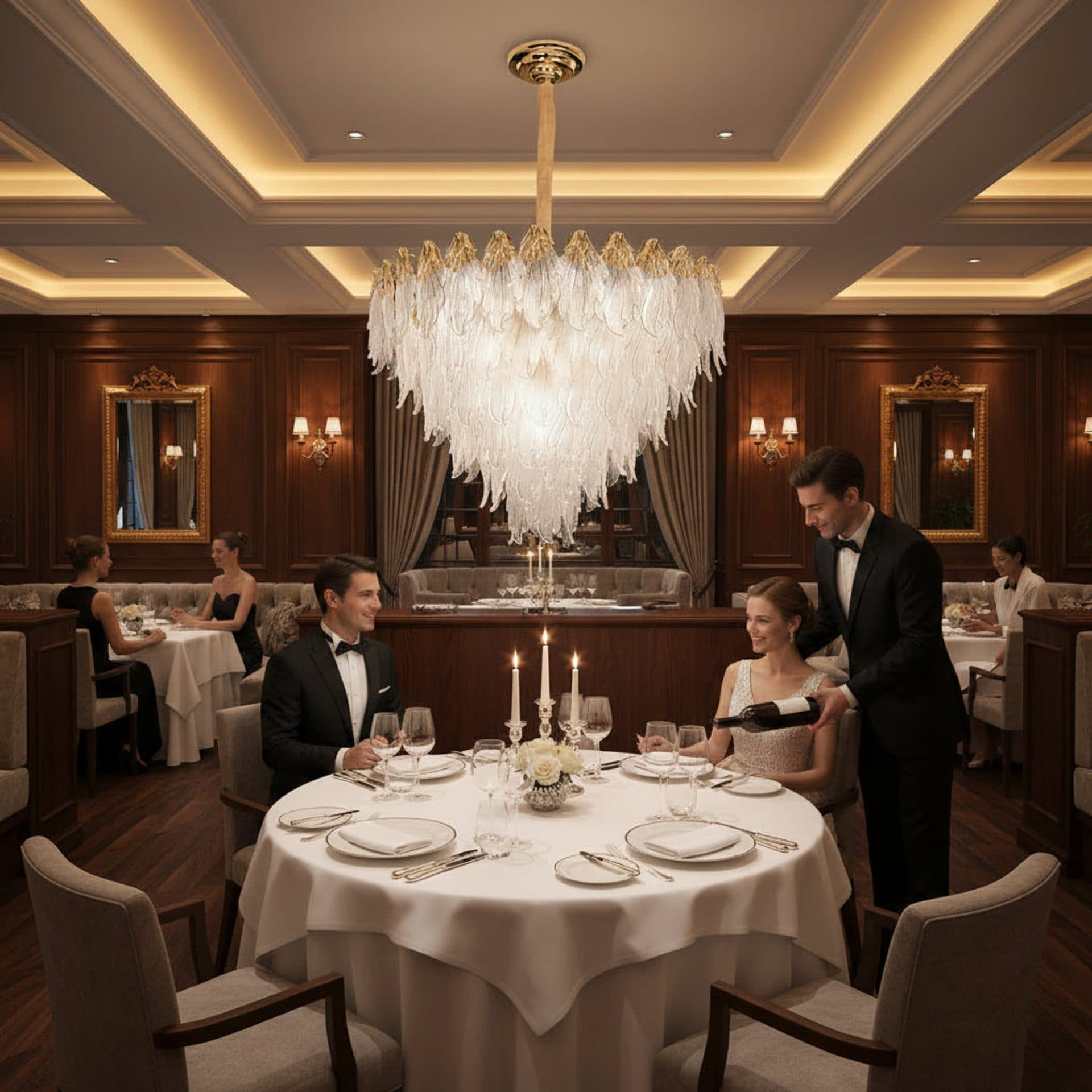 Candelabru Cristal MURANO Eleganza 9xE14 D50 cm Auriu Inaltime Reglabila Flippy — imagine 3
