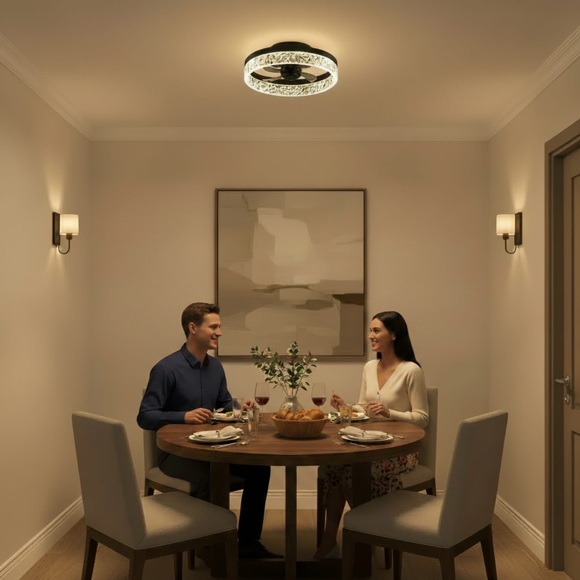 Lustra LED Flippy VEYA 38W D50cm Telecomanda Negru — imagine 3
