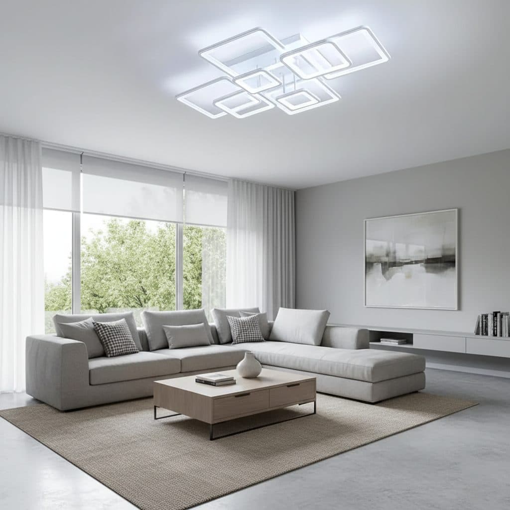 Lustra LED Flippy cu telecomanda 187W, 8 Patrate, Alb — imagine 2