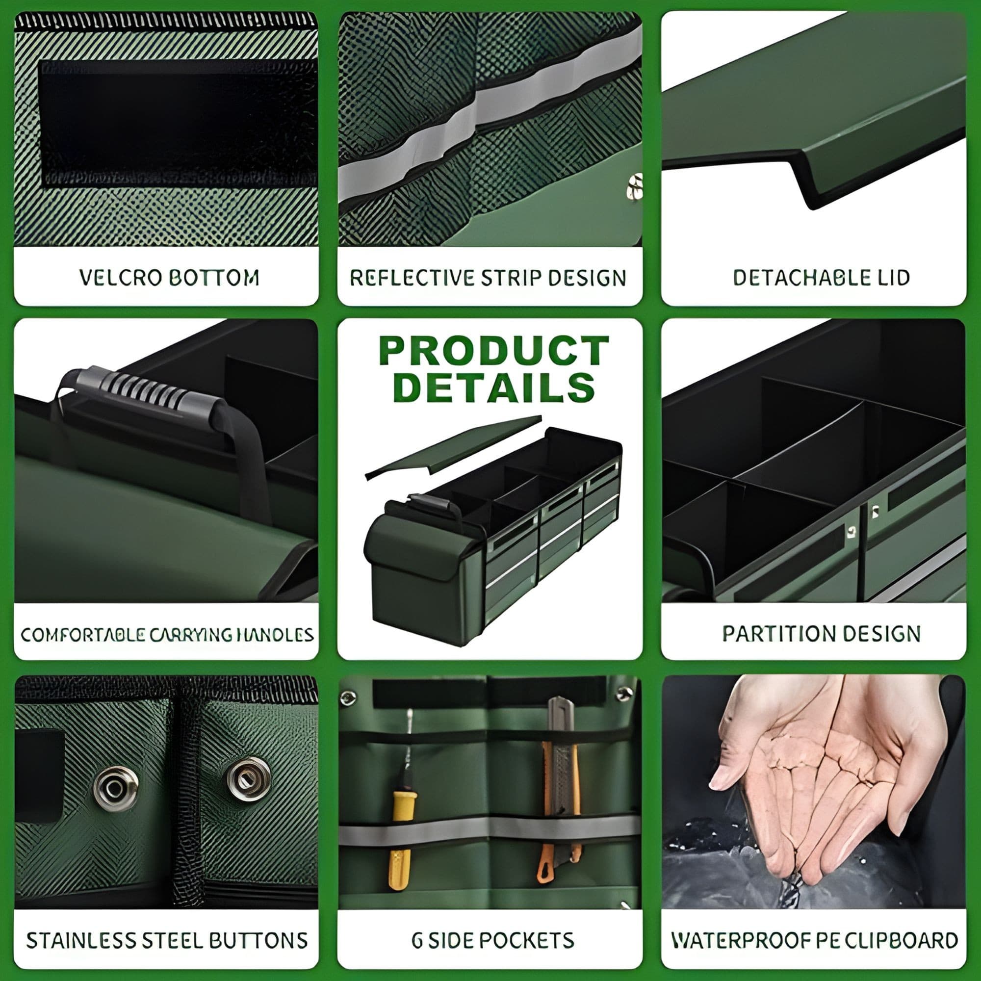 Organizator portbagaj auto Flippy pliabil cu geanta termoizolanta, verde — imagine 3