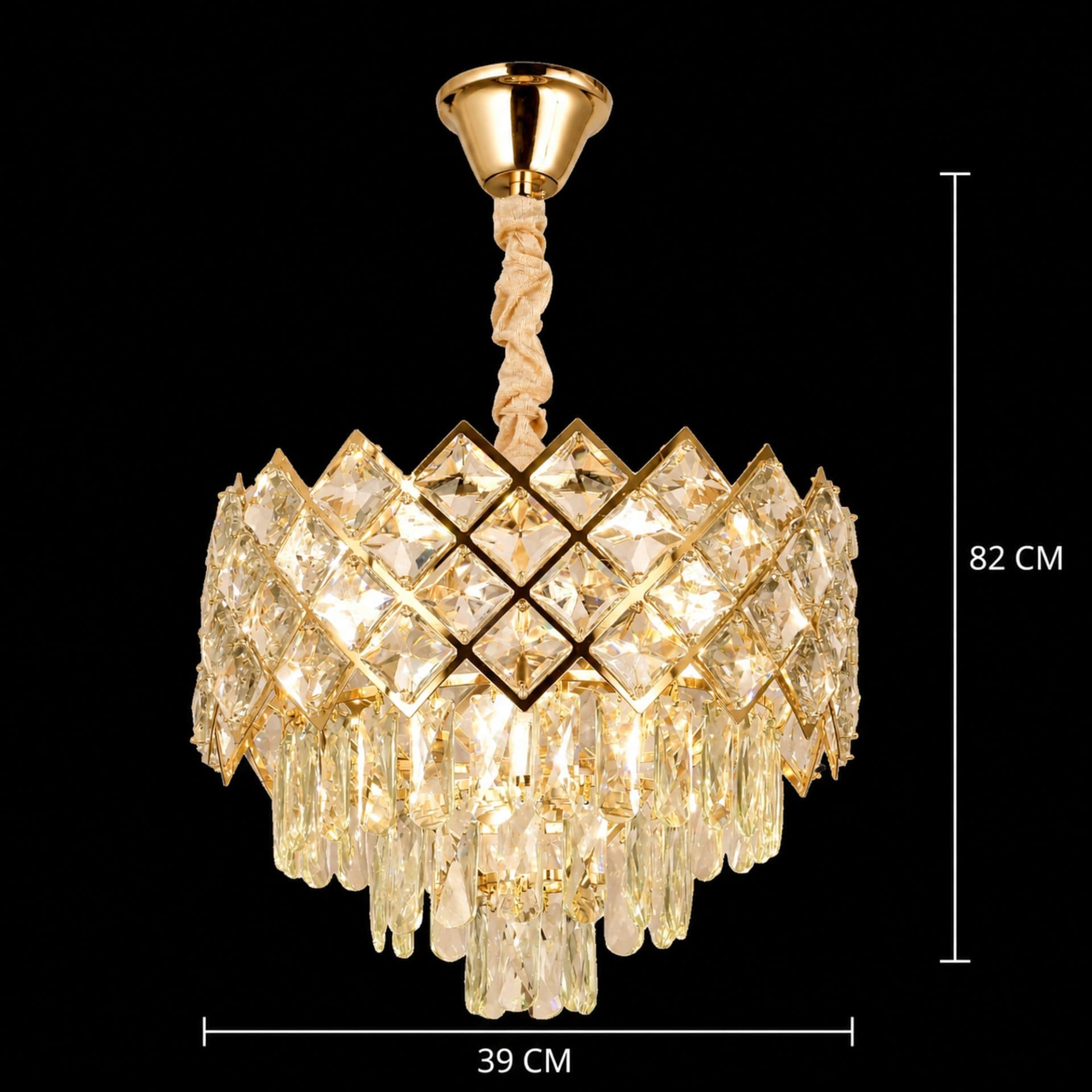 Candelabru Flippy VECTORIA Nobile Cristal 5xE14, Diametru 39cm, Auriu, Inaltime Reglabila, Metal si Cristal — imagine 3