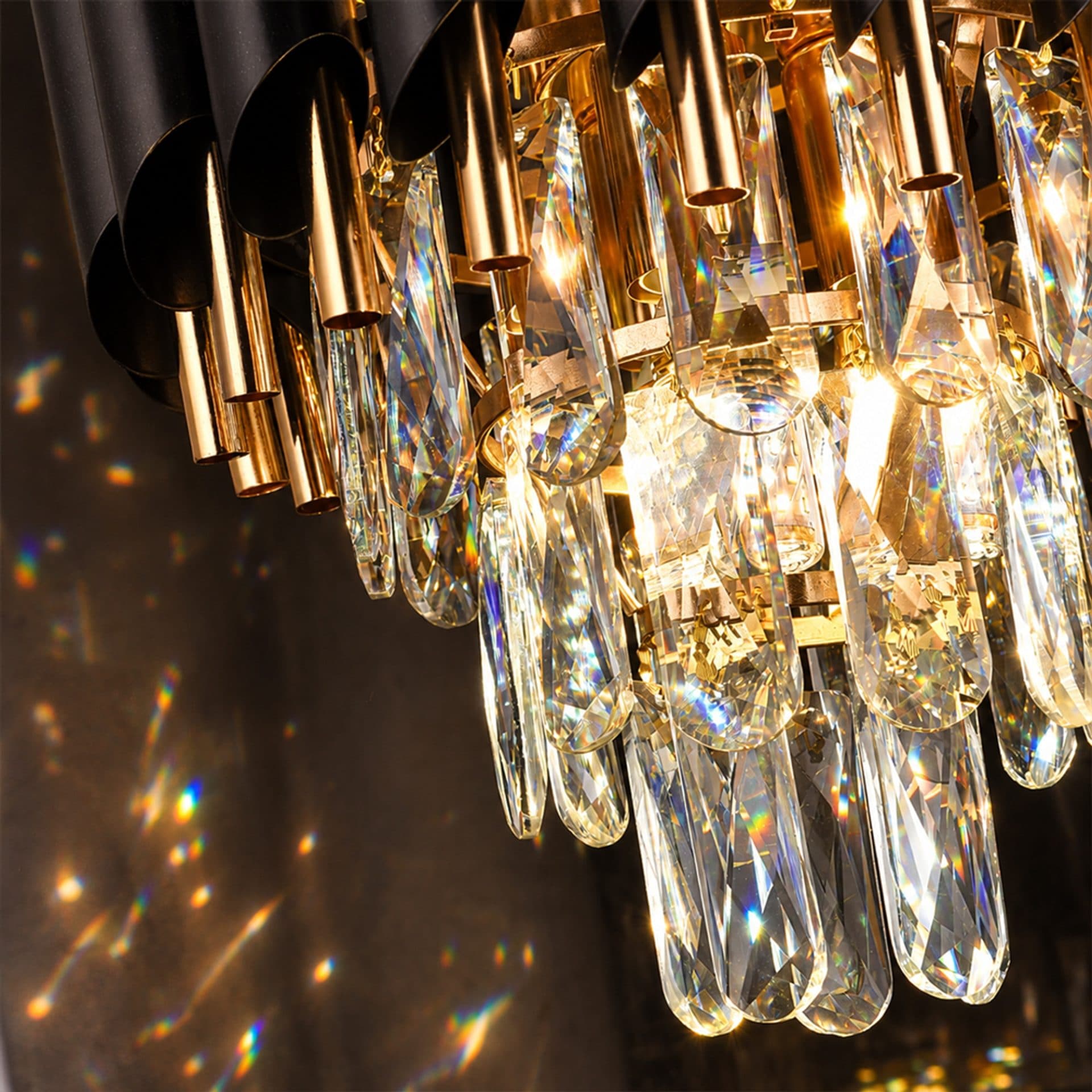 Candelabru Flippy Cristal Versailles Petito 3xE14 Auriu Lucios si Negru — imagine 2
