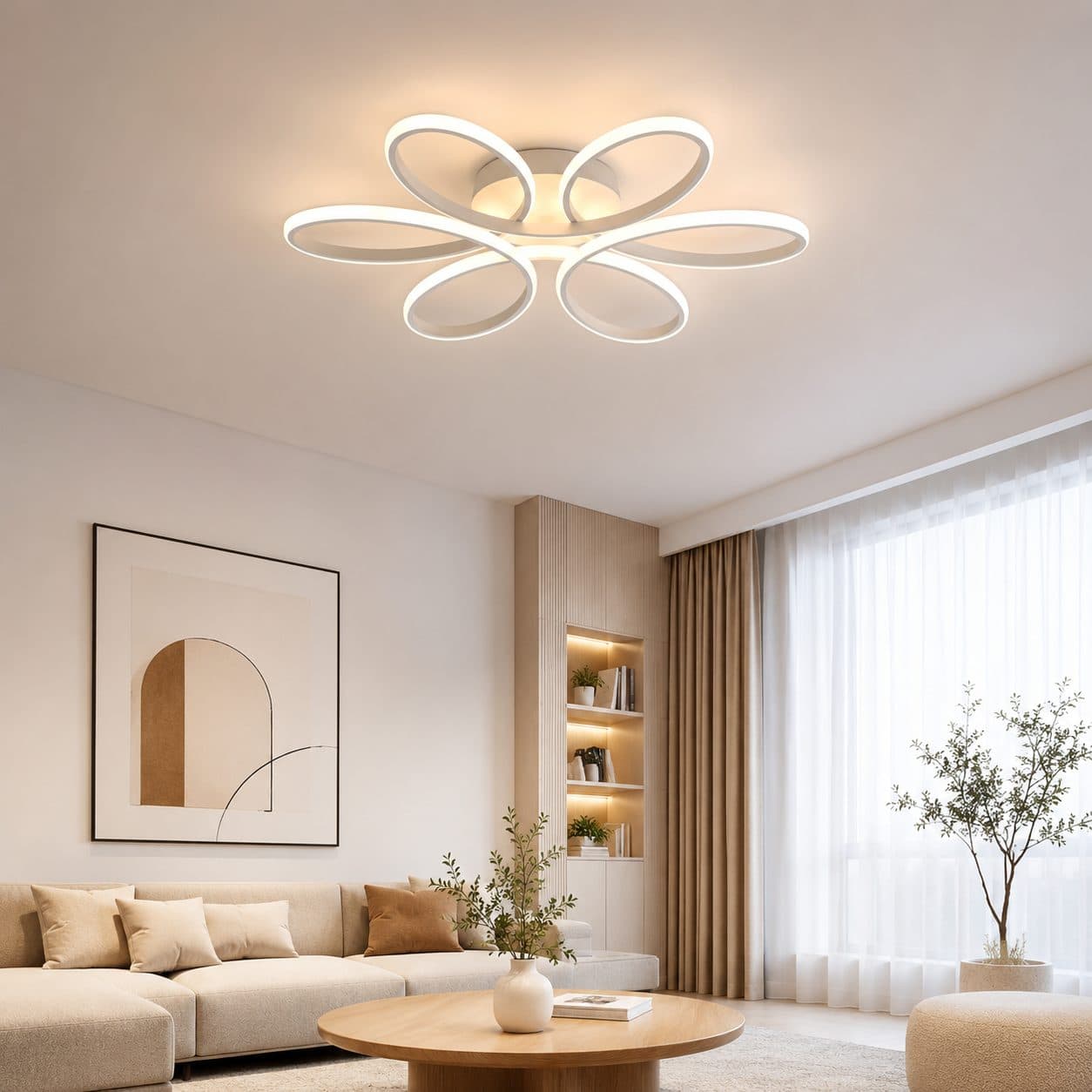 Plafoniera LED Flippy Design Floral 63W Alb — imagine 1