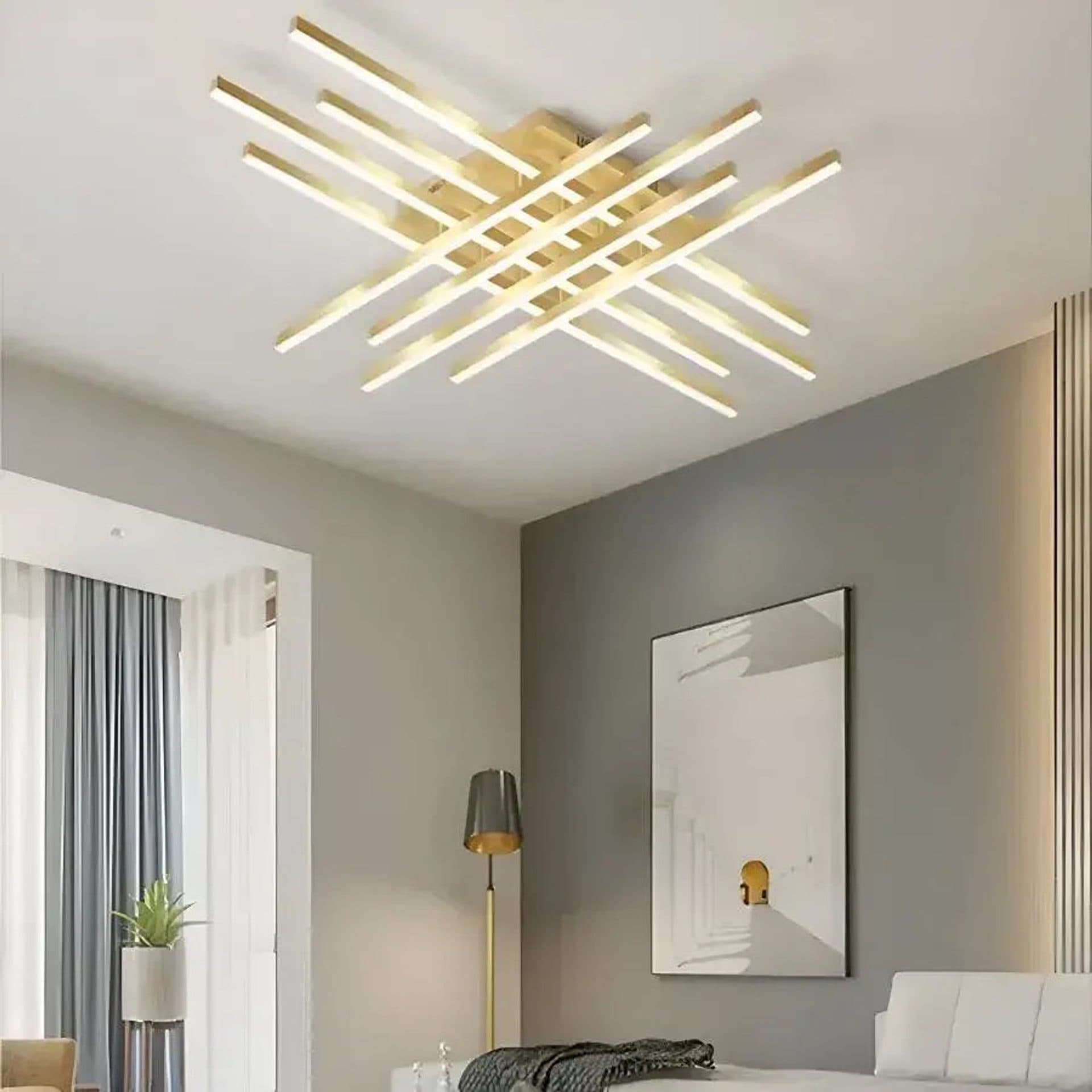 Lustra LED Liniara 160W 8 Elemente cu telecomanda, Flippy — imagine 1