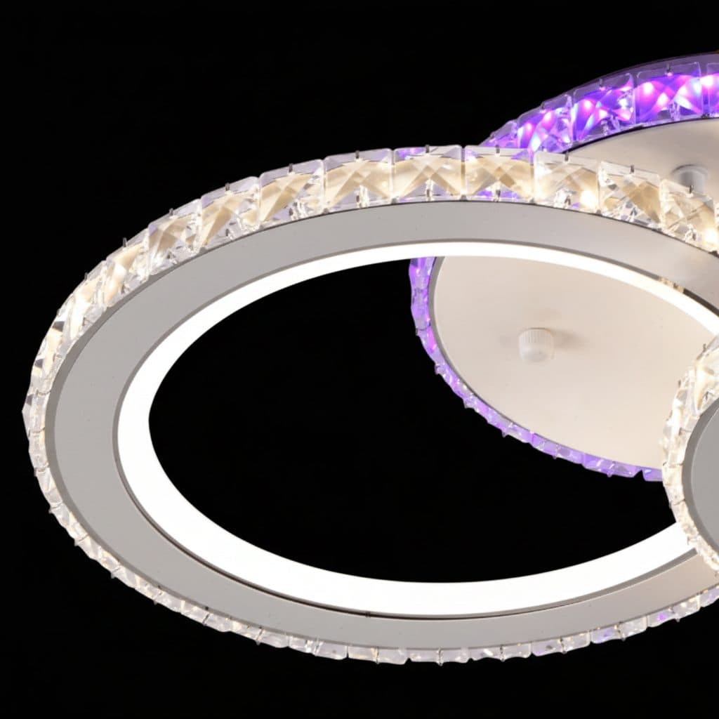 Lustra LED Flippy Rotunda RGB 42W 2 Cercuri telecomanda lumina Rece Calda Neutra Dimabila Alb — imagine 7