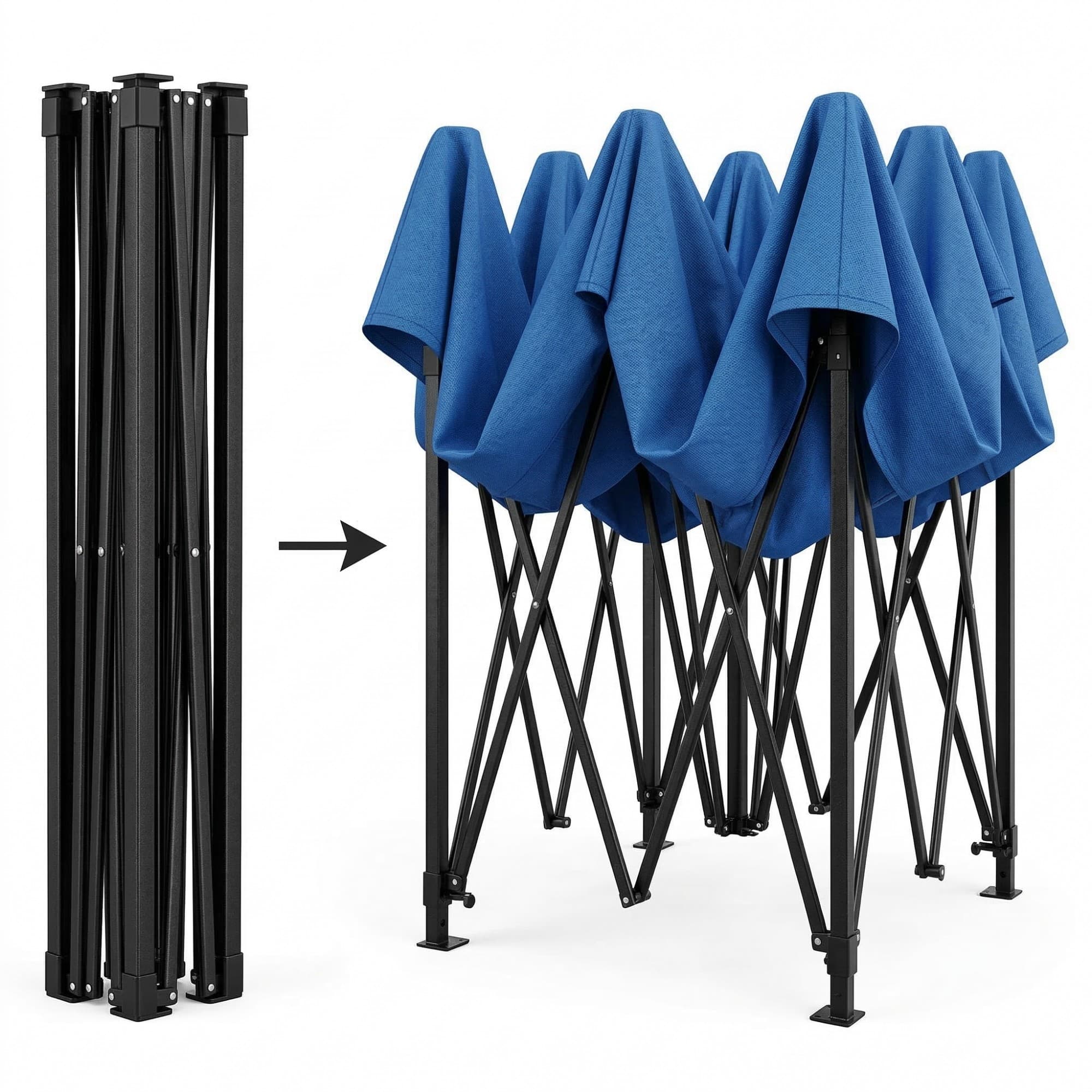 Cort Pavilion Flippy 3x3m, cadru metal pliabil, albastru — imagine 4