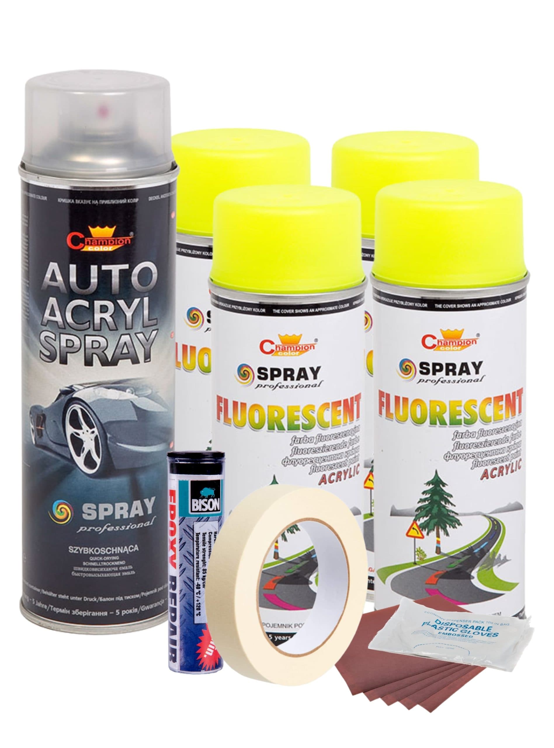 Kit reparatie si vopsire jante AVEX.ro Galben Fluorescent, V4 — imagine 1