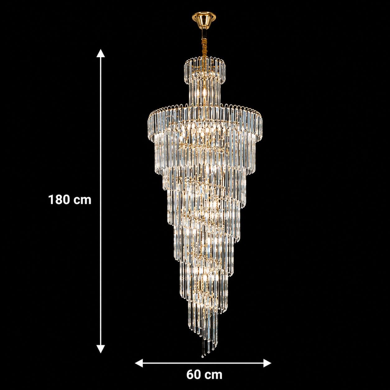 Candelabru Flippy Cristal 27xE14 D60 cm Auriu Metal si Cristal — imagine 8