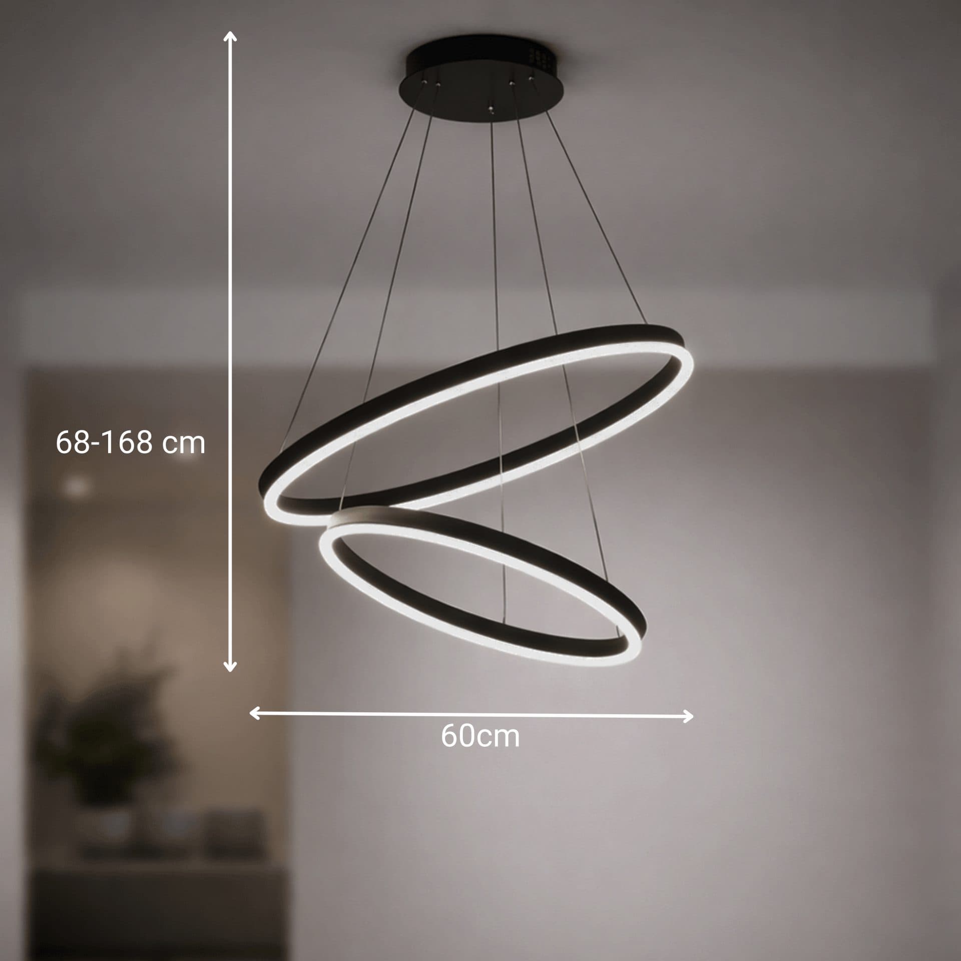 Lustra LED suspendata Flippy 85W 3 Cercuri Dimabila Auriu Lucios — imagine 15